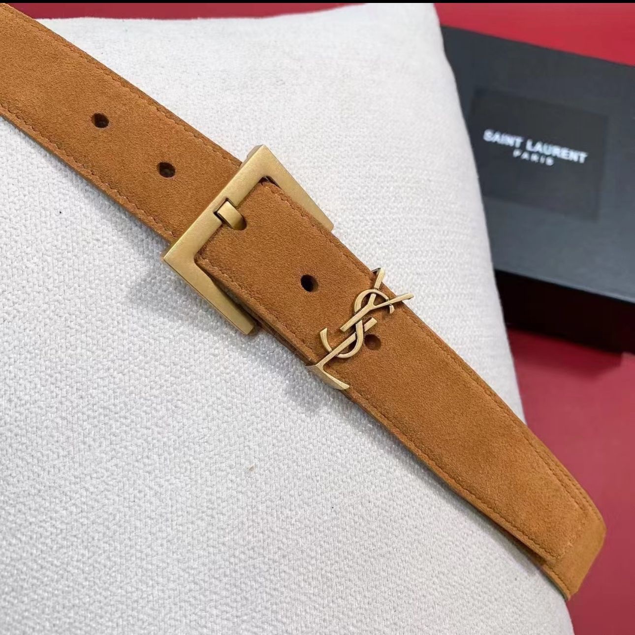 Saint Laurent Suede Calfskin Monogram Belt - Image 2