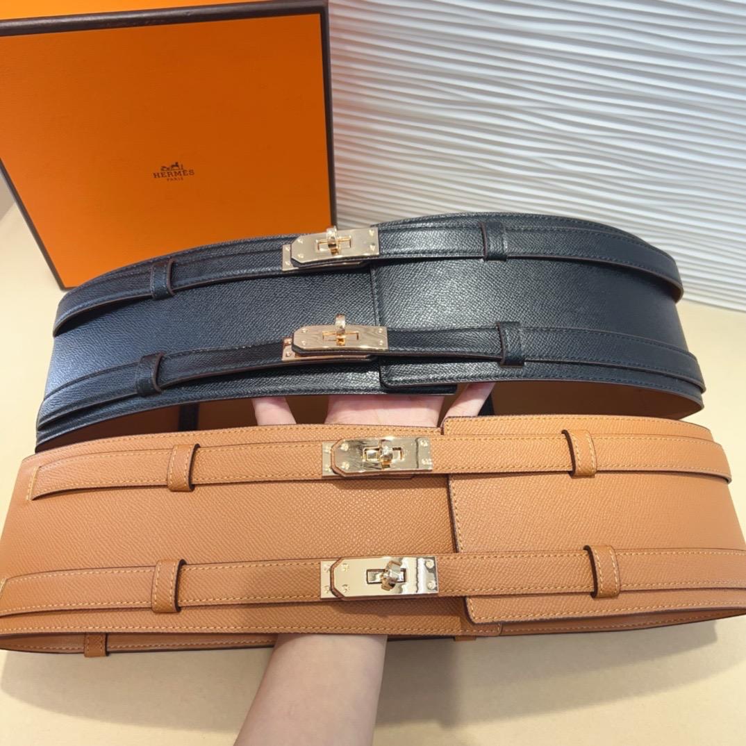 blue Hermès Belt Featuring Signature Silver-Toned Kelly Hardware Closures - Image 5