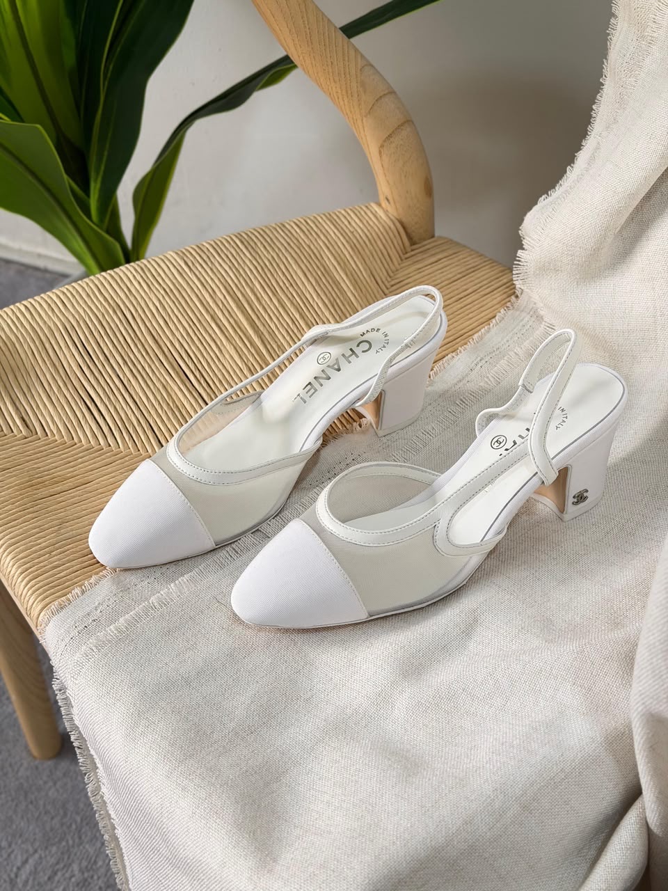Chanel mesh ballet flats And Chanel Slingback Sandals Heels - Image 7