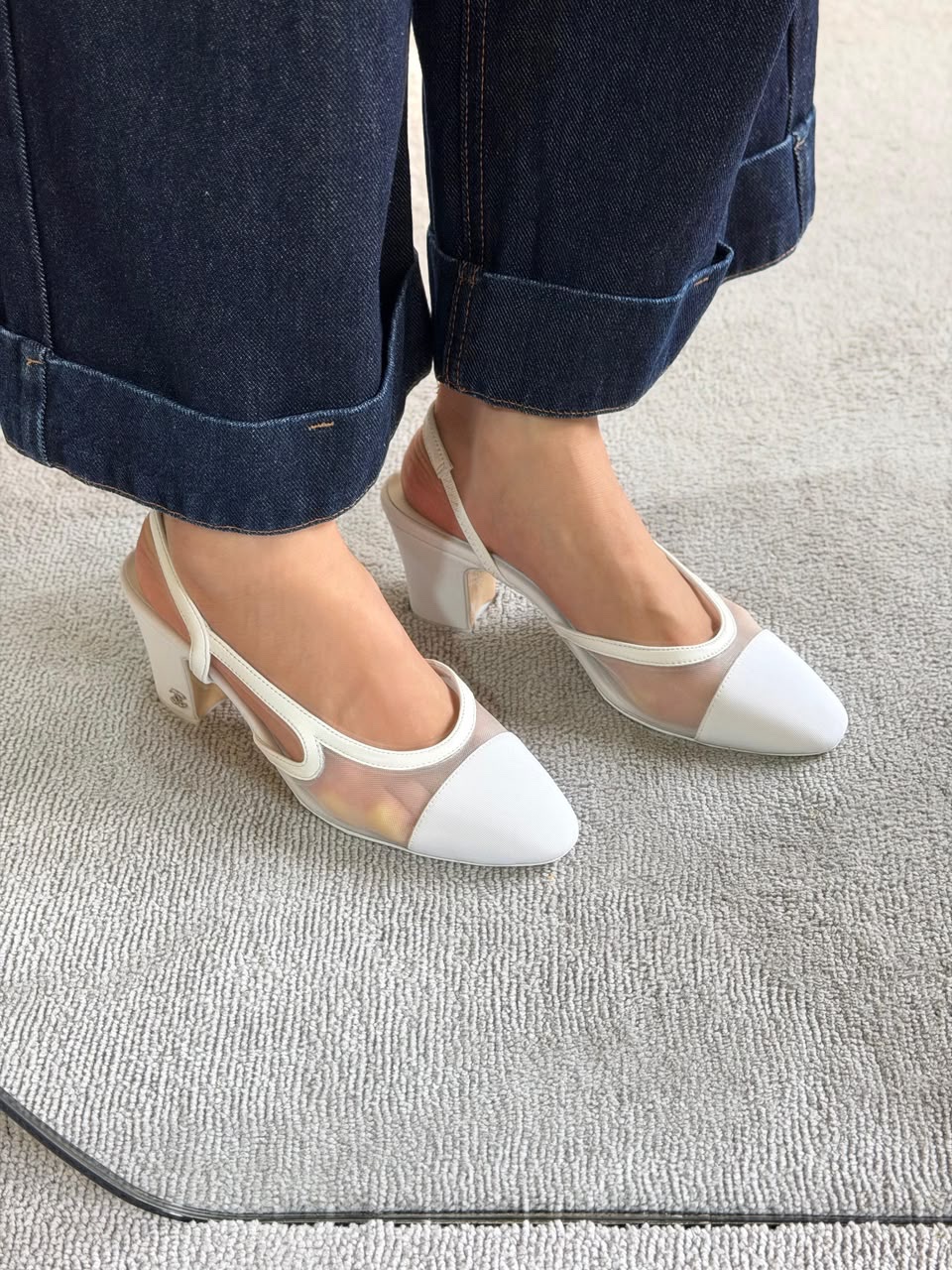 Chanel mesh ballet flats And Chanel Slingback Sandals Heels - Image 8