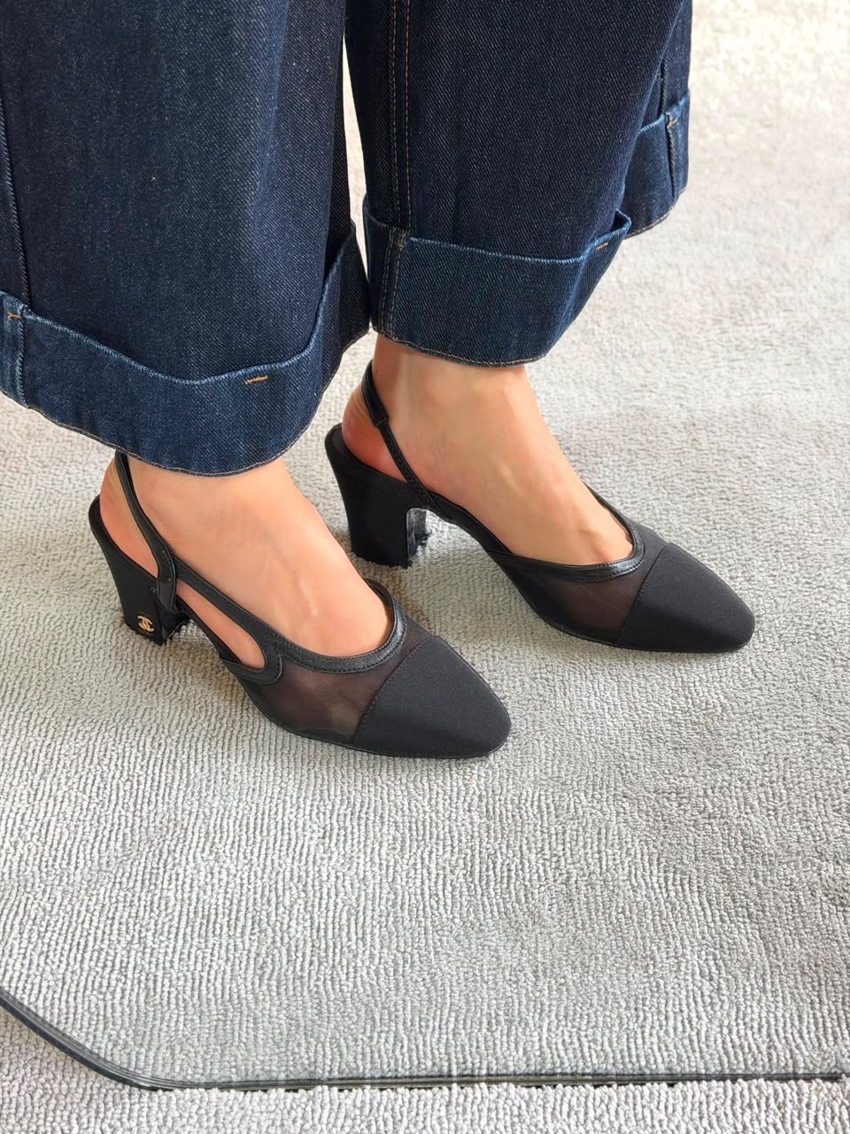 Chanel mesh ballet flats And Chanel Slingback Sandals Heels - Image 6