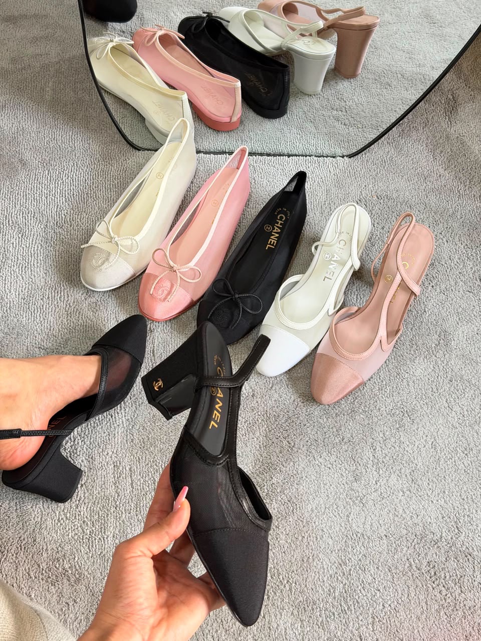 Chanel mesh ballet flats And Chanel Slingback Sandals Heels