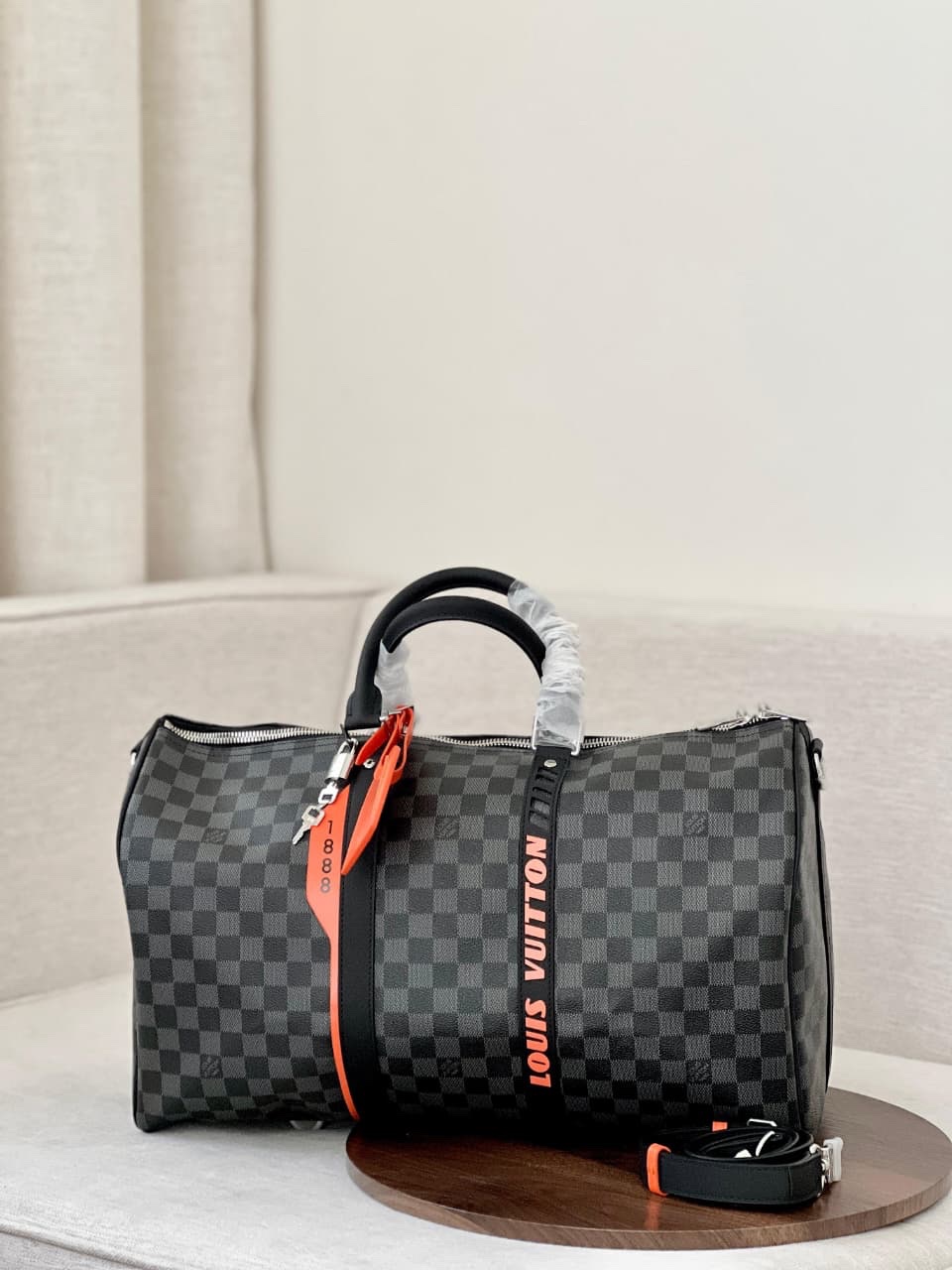 Louis Vuitton Keepall Bandouliere Damier Cobalt Race Travel Bag,