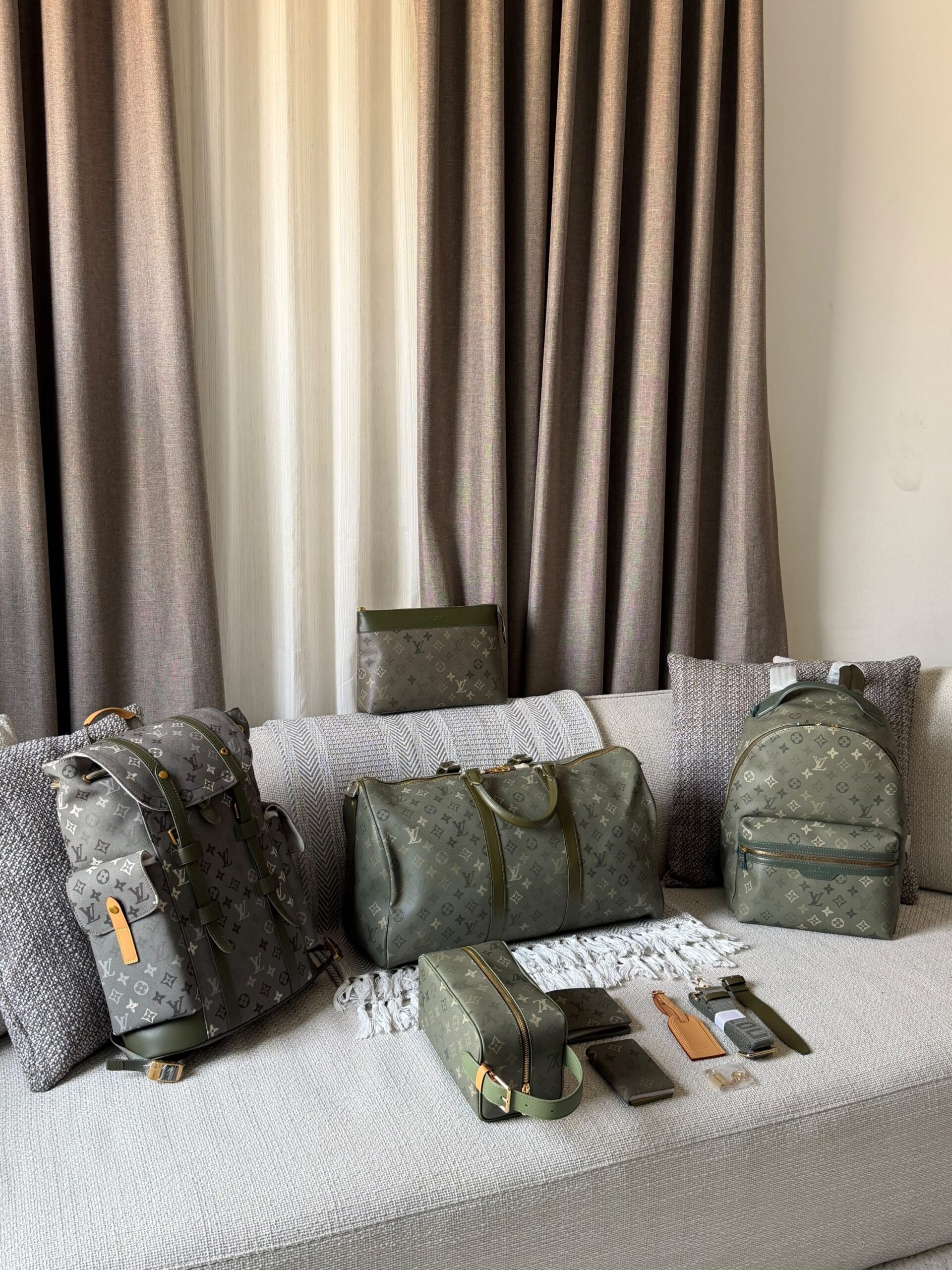 Louis Vuitton collection Monogram Surplus Showcasing a Travel Set Including Backpacks Duffle Bag - Image 2