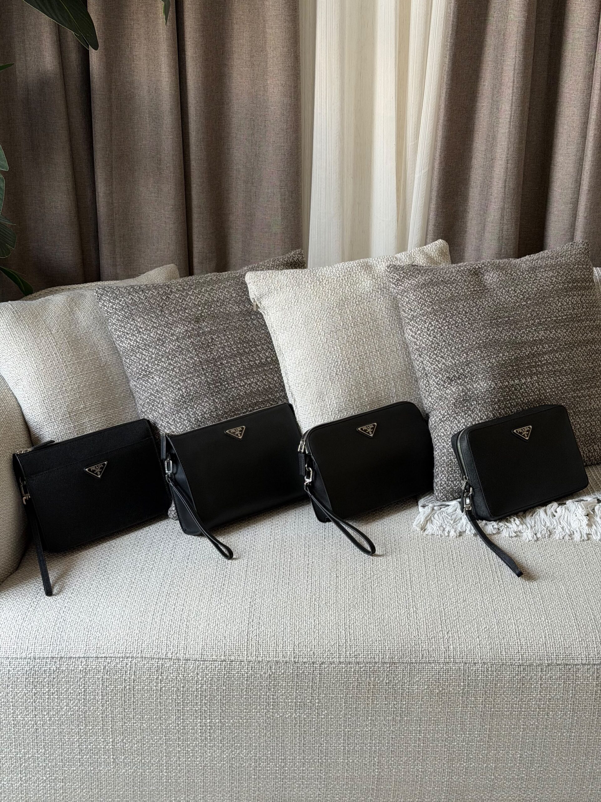 Prada Black Saffiano Leather Pouches - Image 6