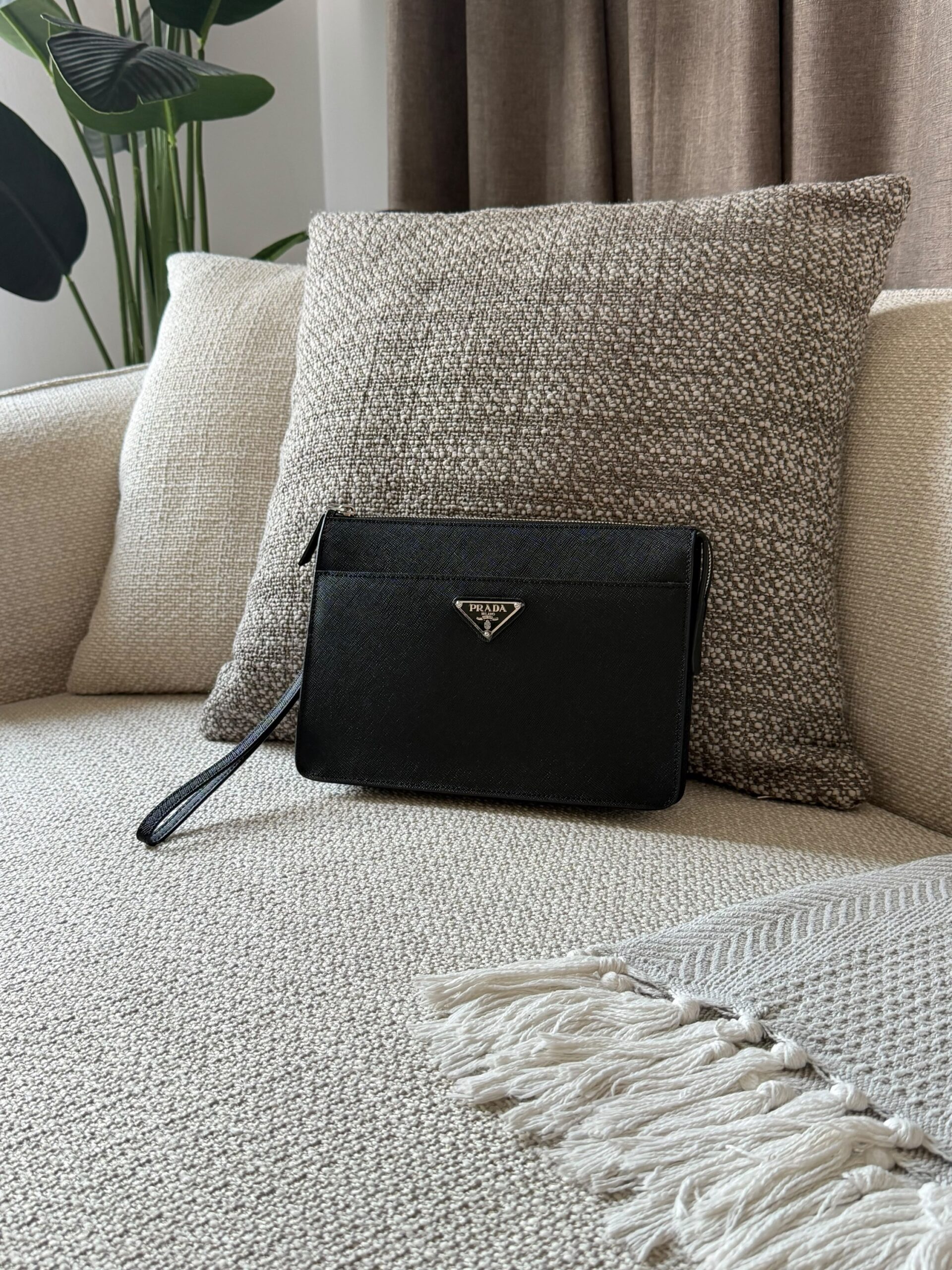 Prada Black Saffiano Leather Pouches - Image 4