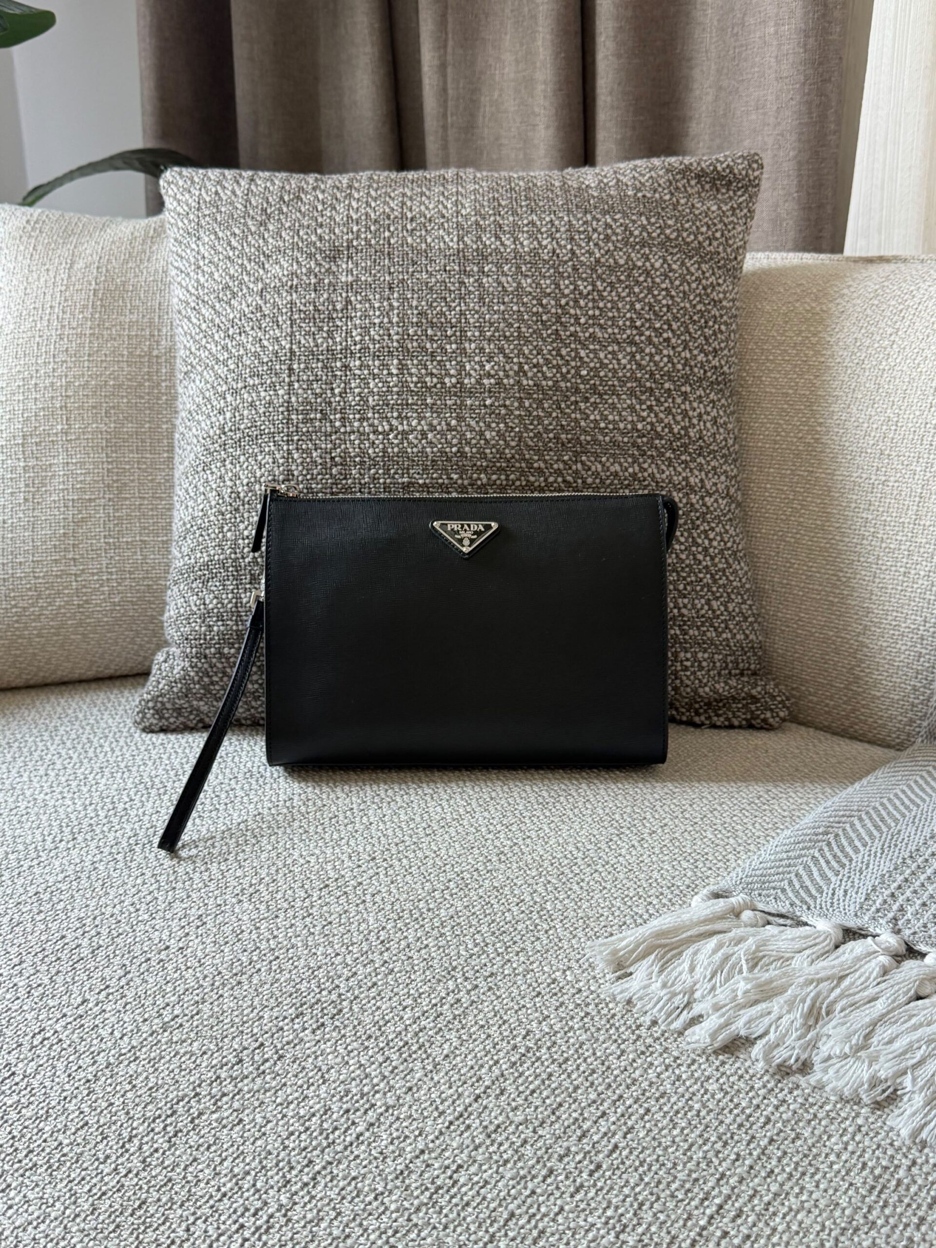 Prada Black Saffiano Leather Pouches - Image 2