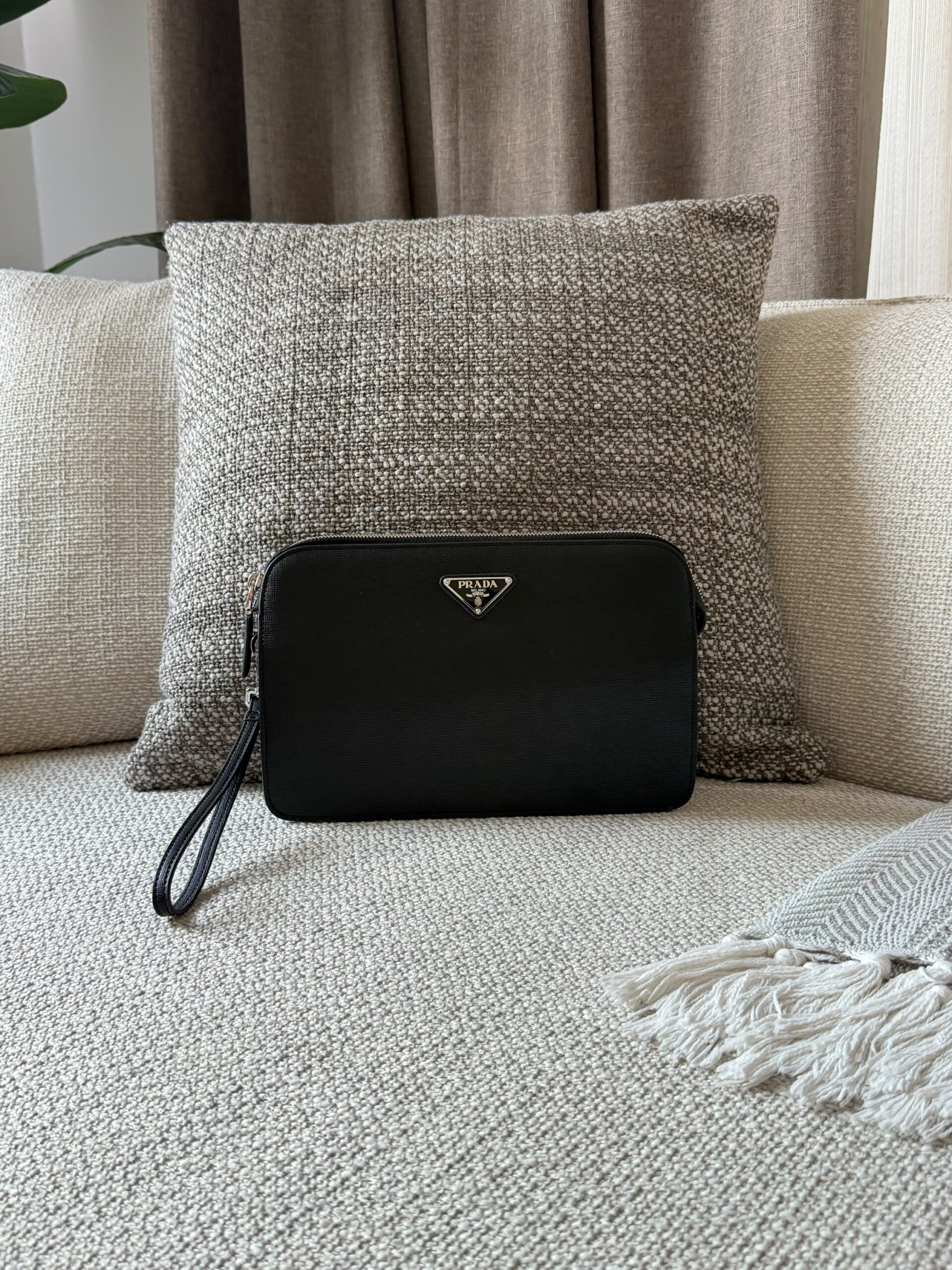 Prada Black Saffiano Leather Pouches - Image 3