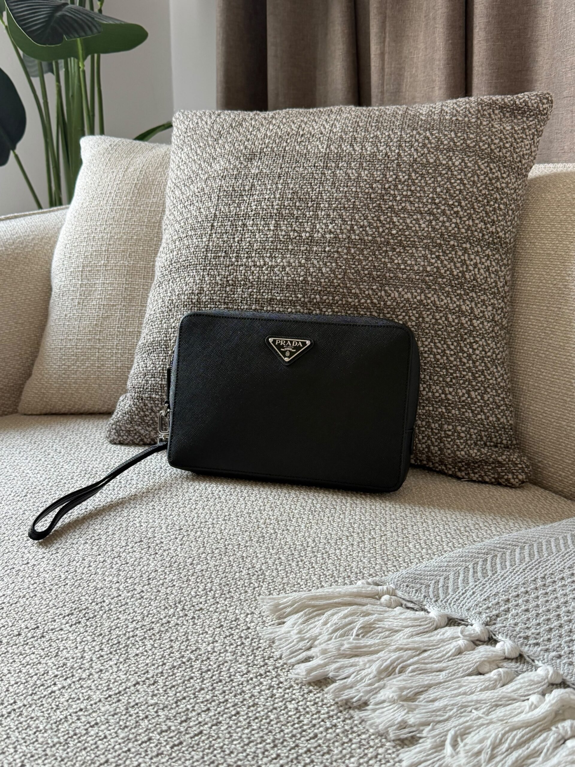 Prada Black Saffiano Leather Pouches - Image 5