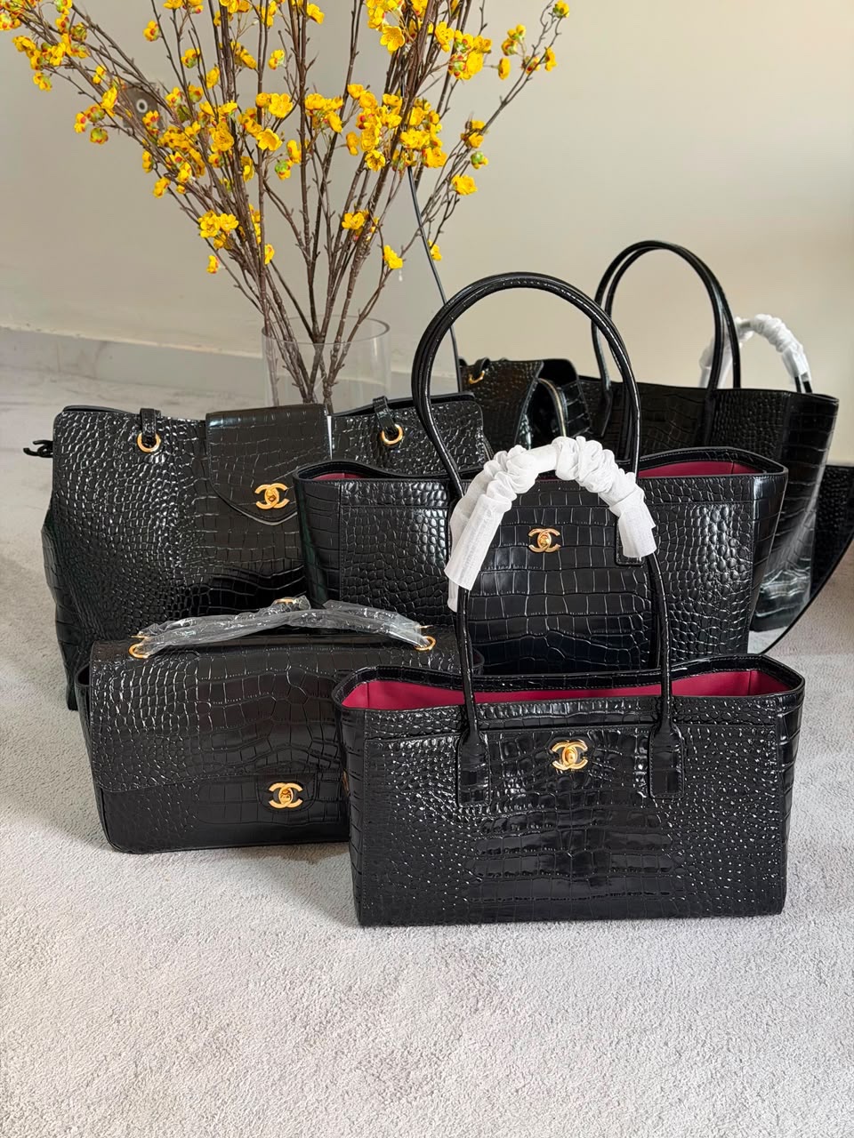 Chanel 26S Crocodile Embossed Calfskin Tote Bags - Image 4