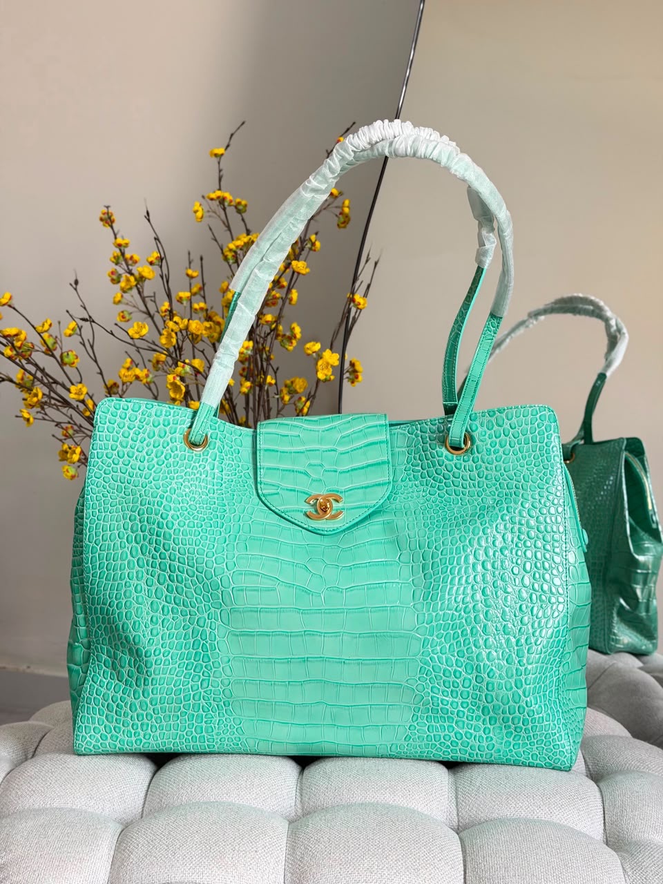 Chanel 26S Crocodile Embossed Calfskin Tote Bags - Image 3
