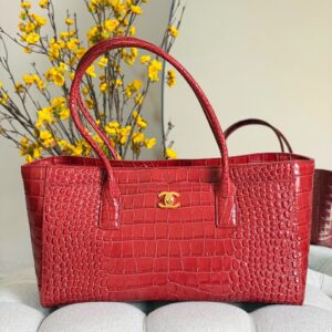 Burgundy Chanel Crocodile-Embossed