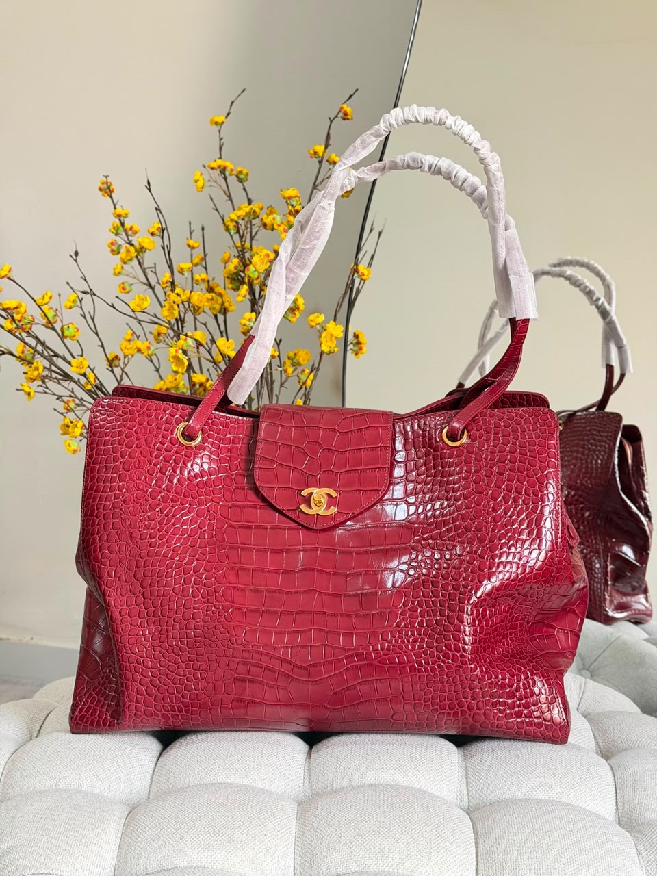Burgundy Chanel Crocodile-Embossed - Image 3