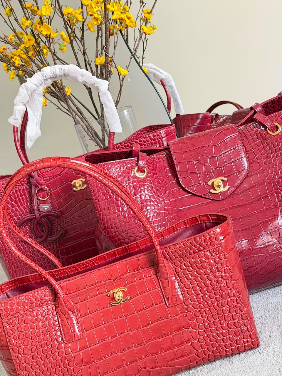 Burgundy Chanel Crocodile-Embossed - Image 4