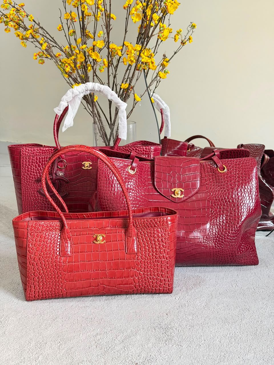 Burgundy Chanel Crocodile-Embossed - Image 5