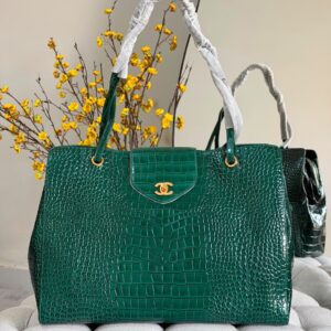 Chanel Calfskin Crocodile Embossed Large Shopping Bag