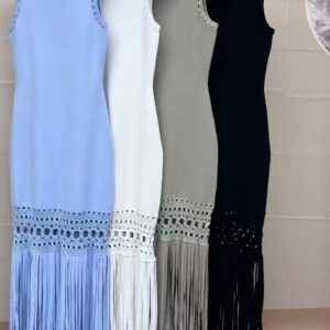 Sunwoven Stories Sleeveless Crochet Fringe Maxi Dress