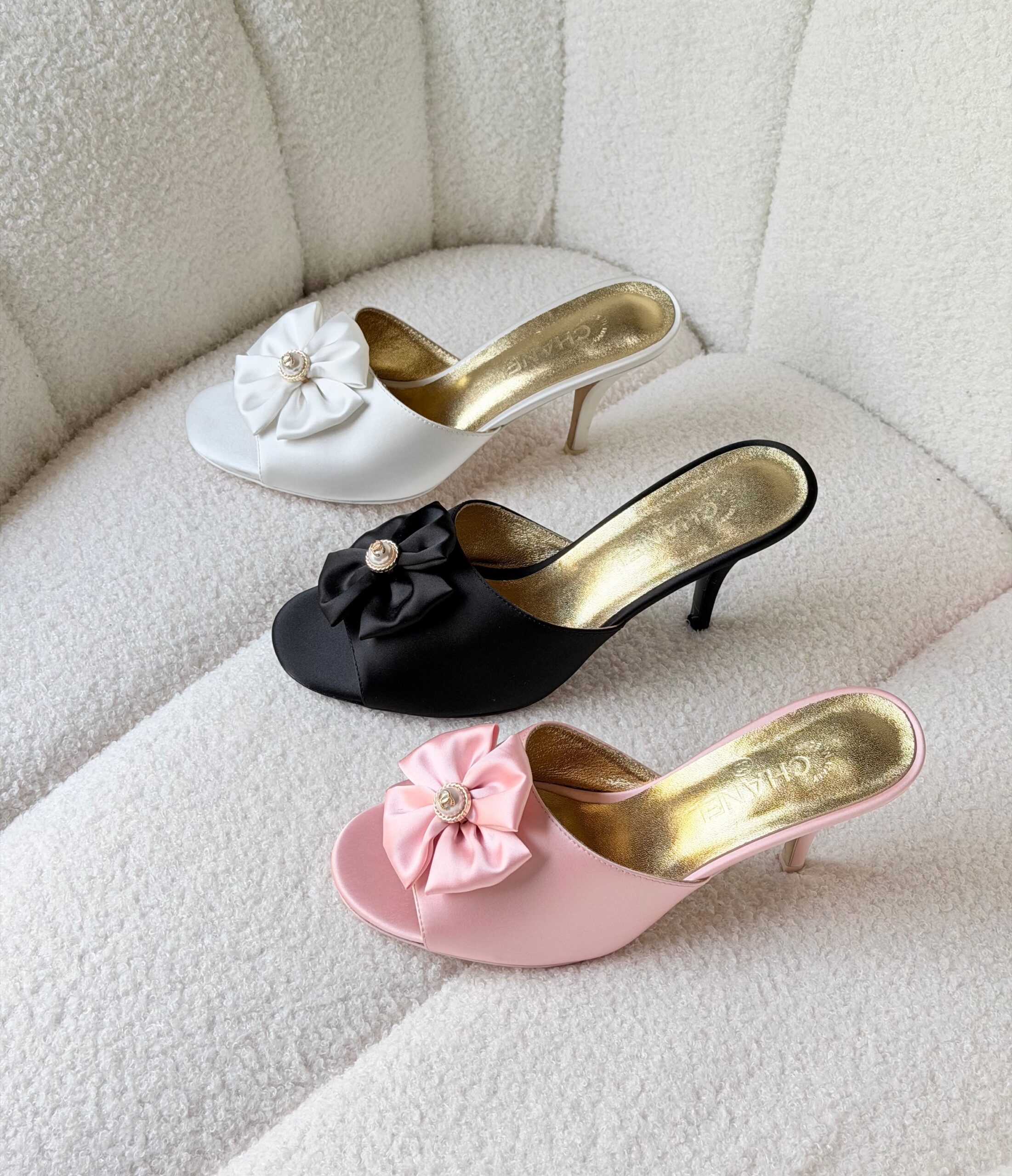 Chanel Satin High Heel Sandals - Image 7