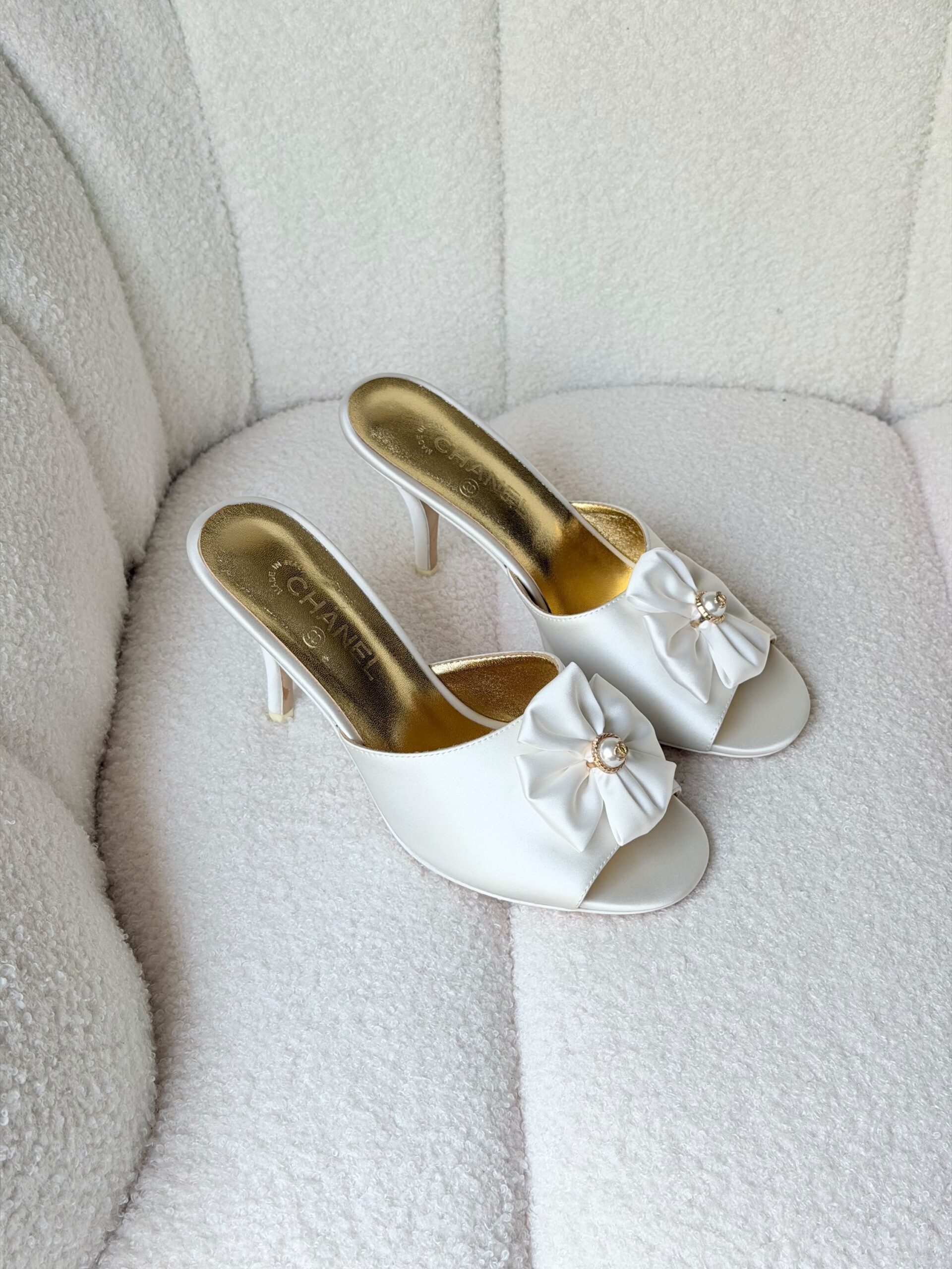 Chanel Satin High Heel Sandals - Image 3