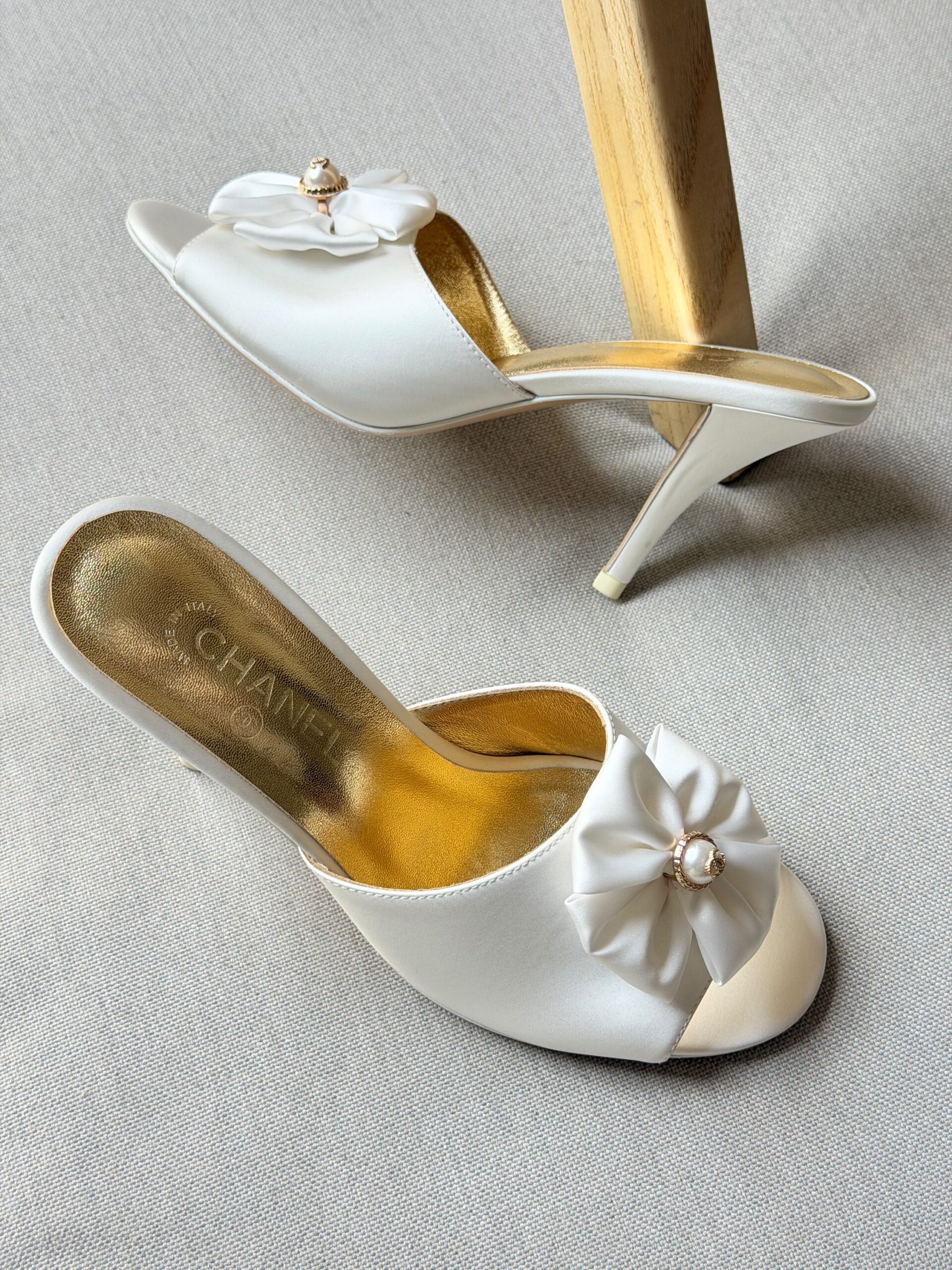 Chanel Satin High Heel Sandals - Image 4