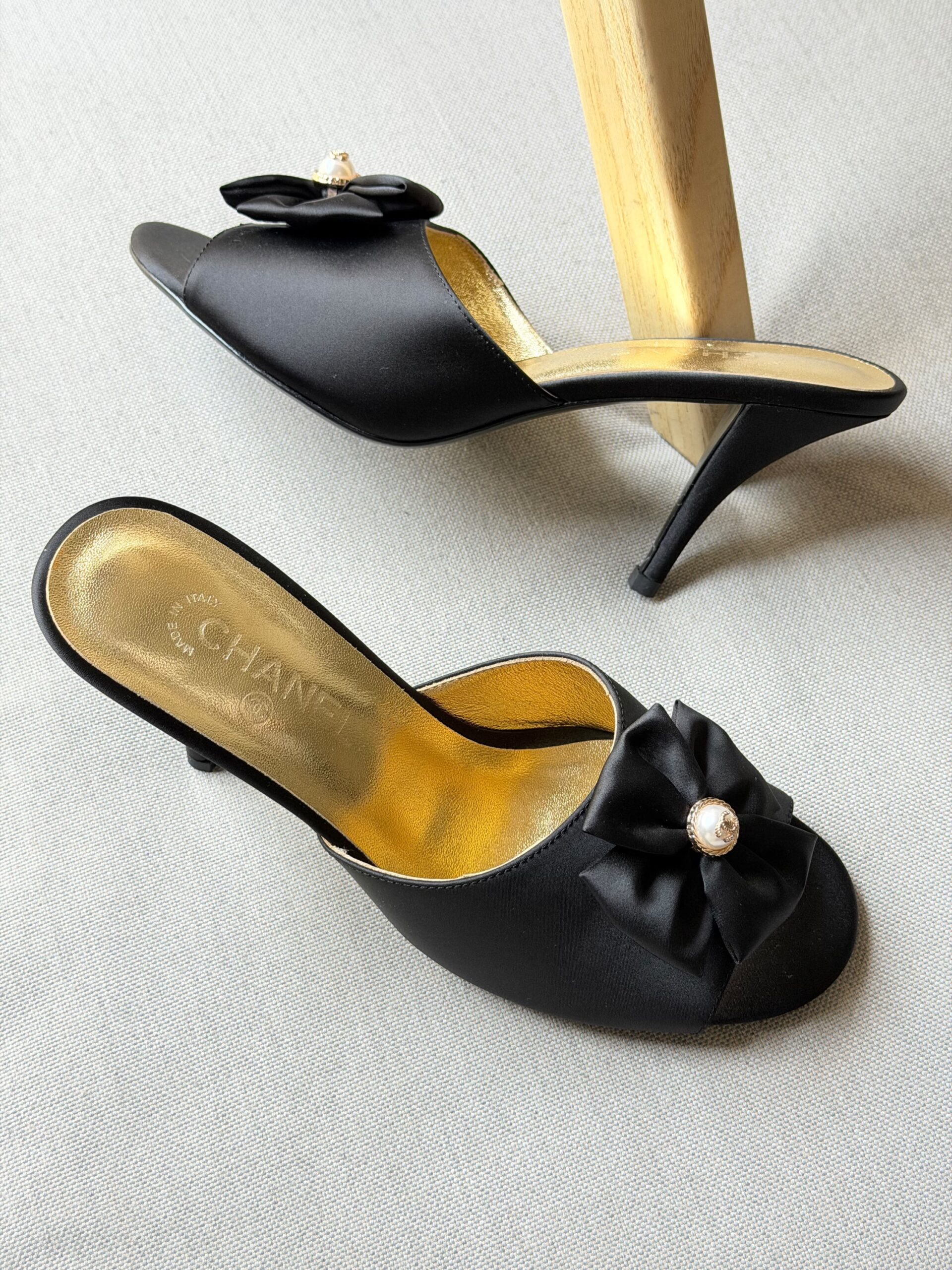 Chanel Satin High Heel Sandals - Image 5