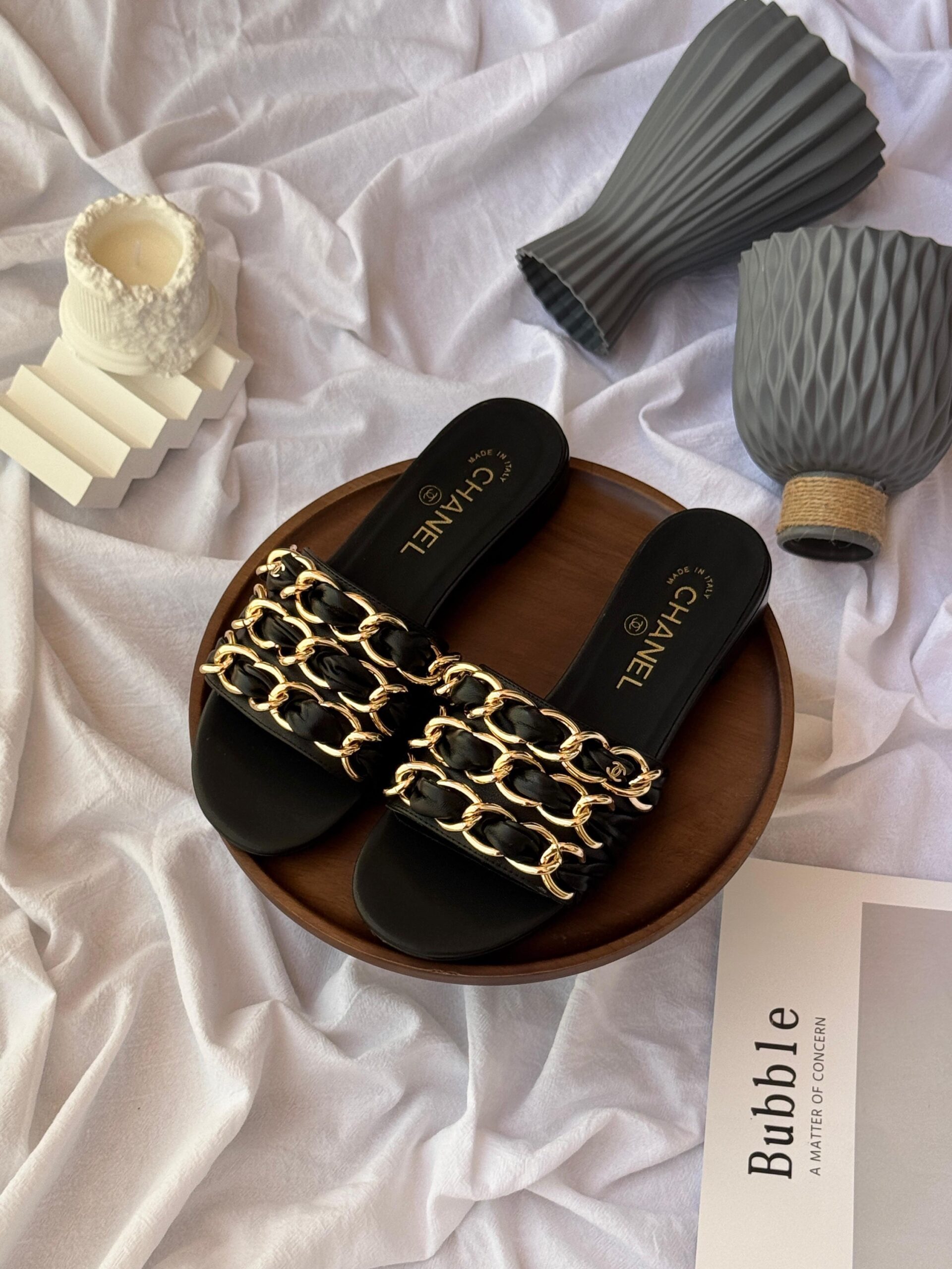 Chanel Leather Slide Sandals - Image 2