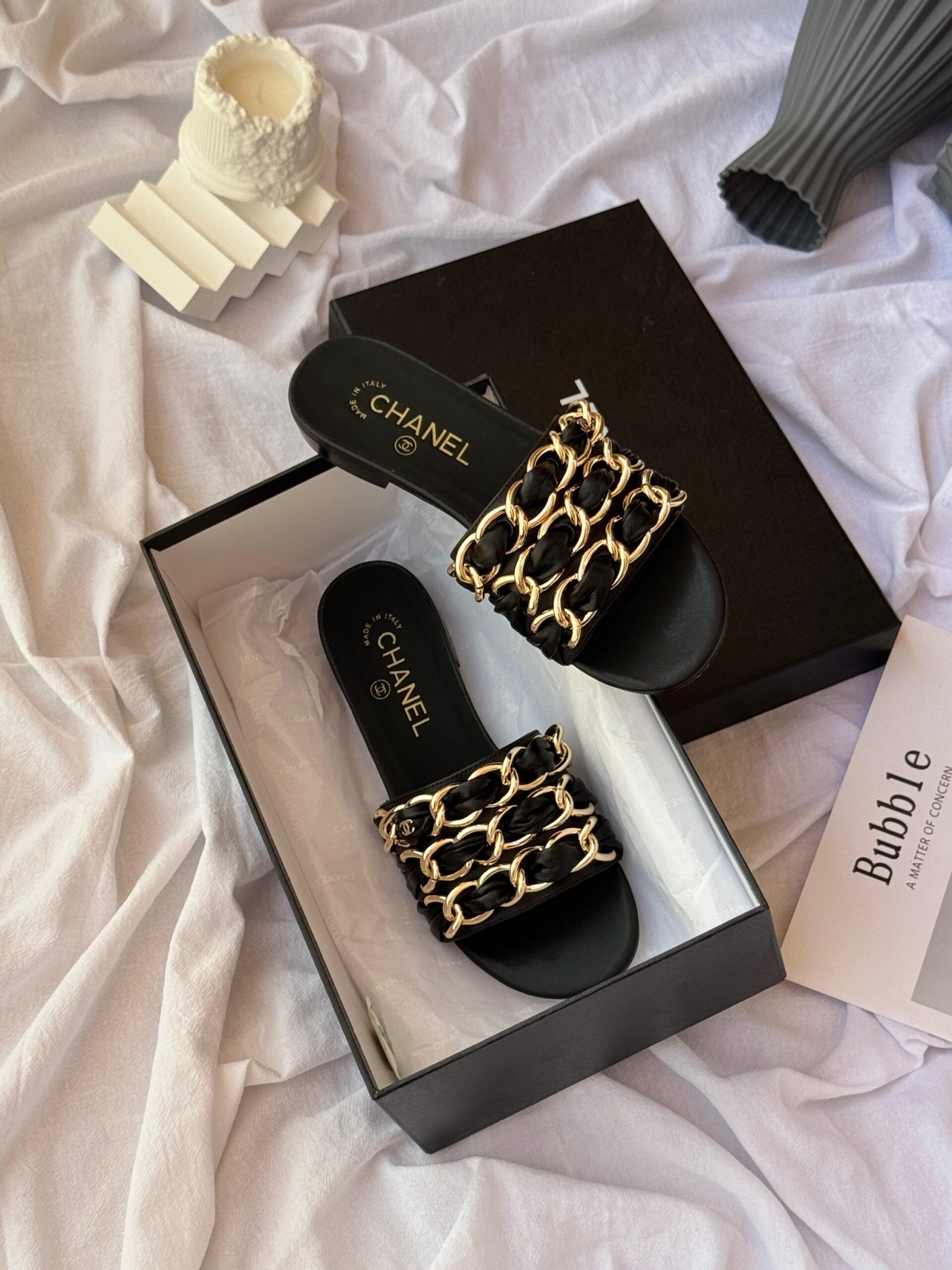 Chanel Leather Slide Sandals