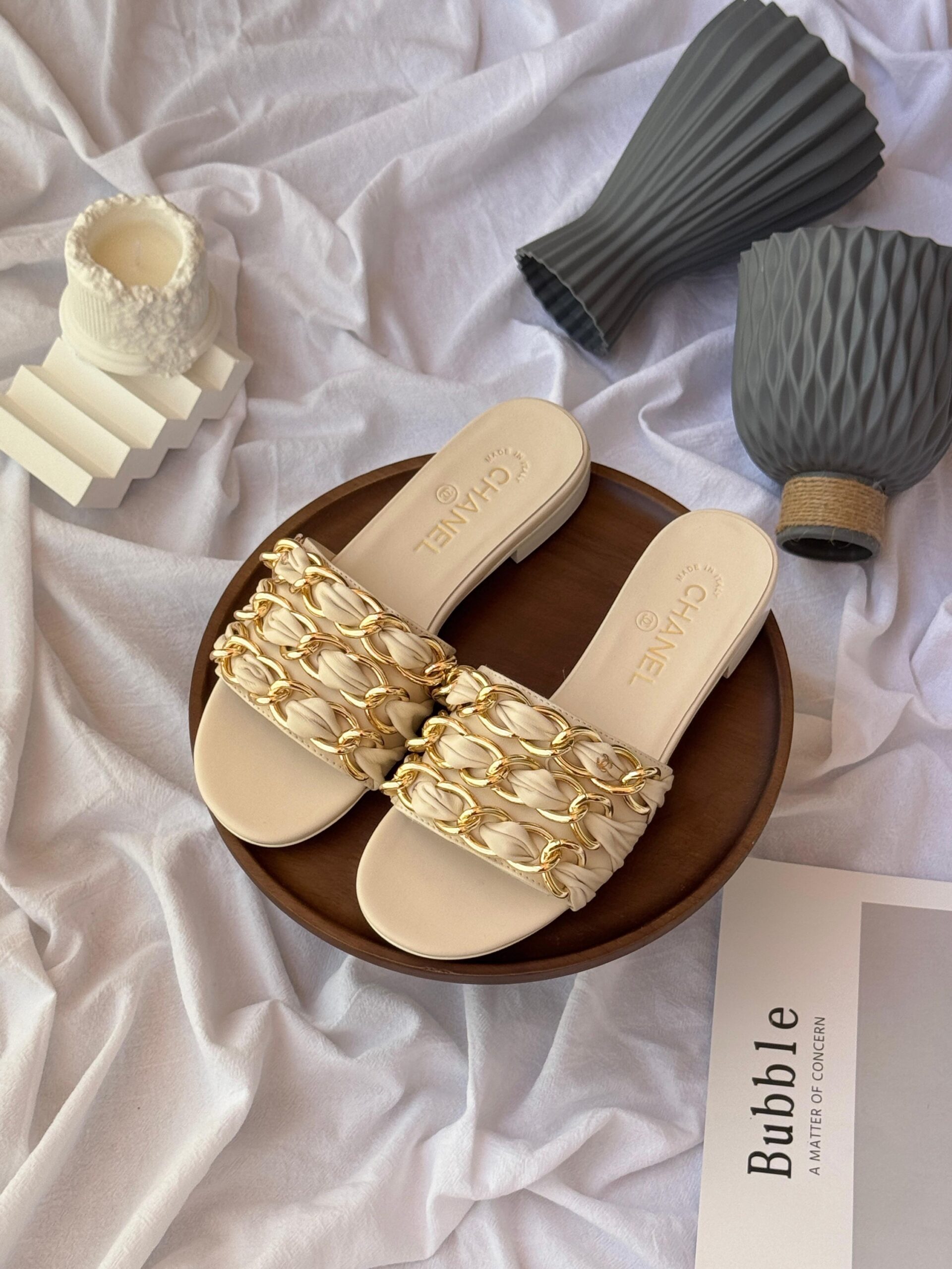 Chanel Leather Slide Sandals - Image 3