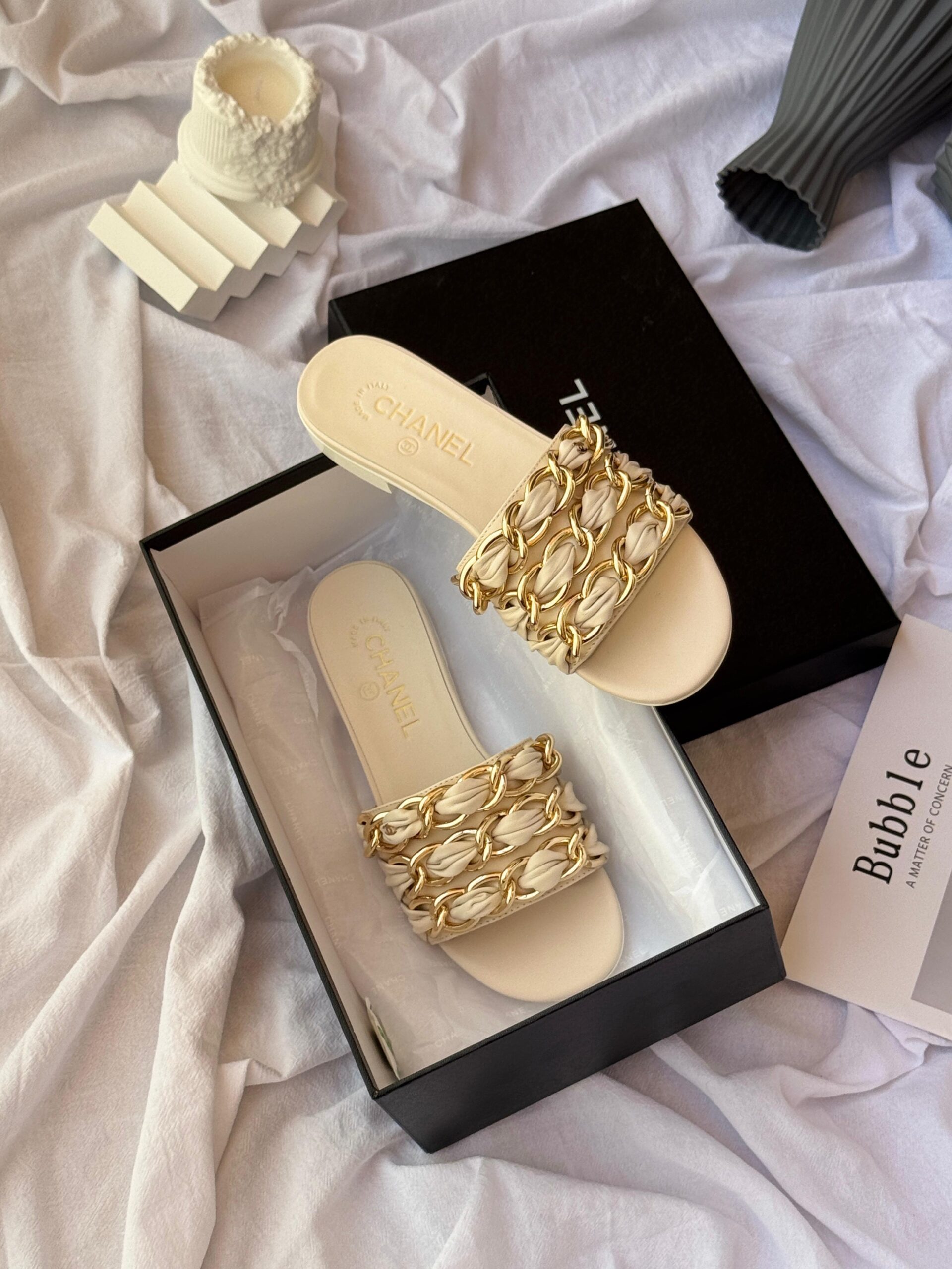 Chanel Leather Slide Sandals - Image 4
