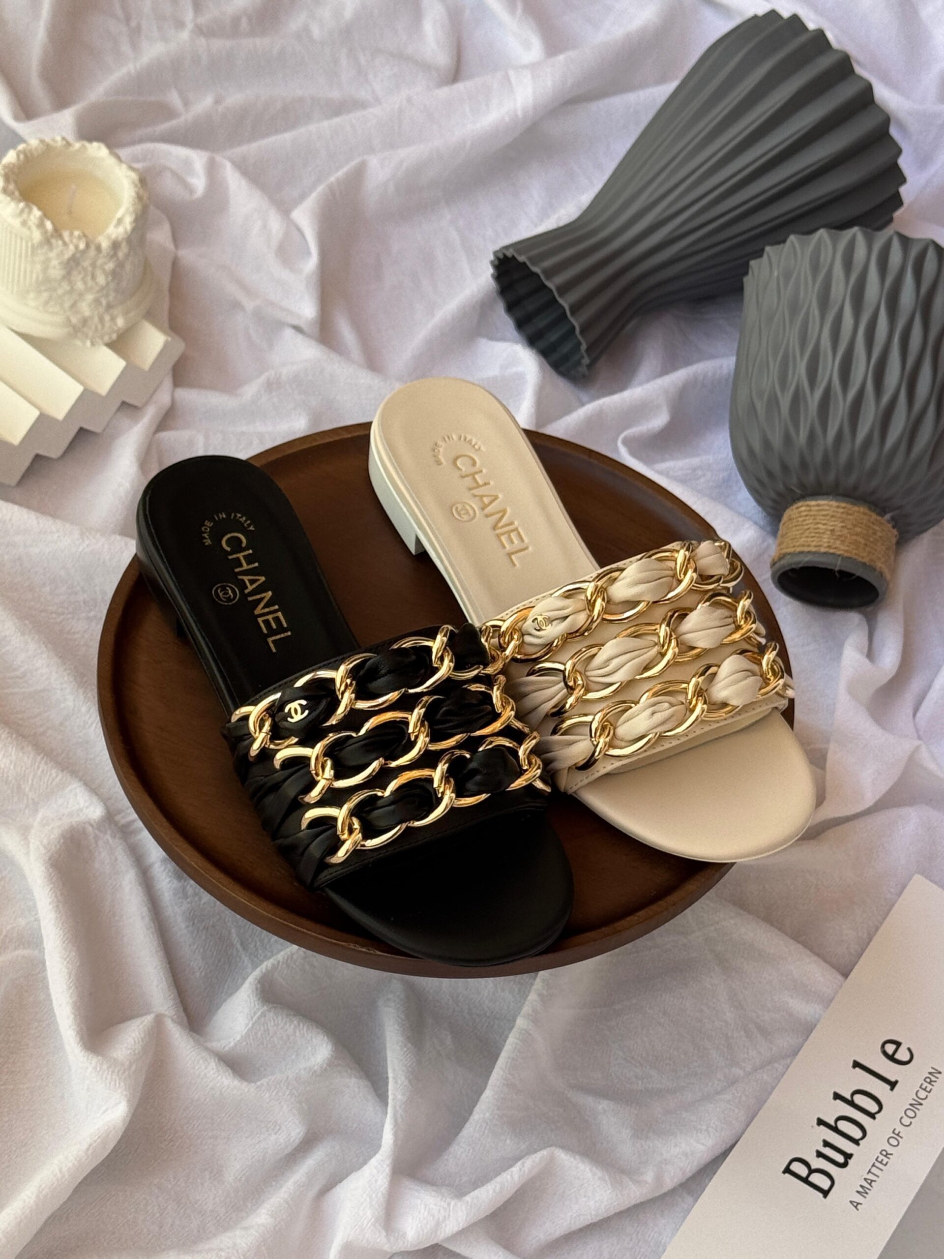 Chanel Leather Slide Sandals - Image 5