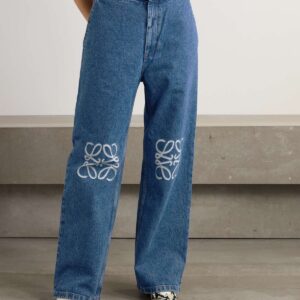 Loewe Anagram Appliquéd High-Rise Wide-Leg Jeans