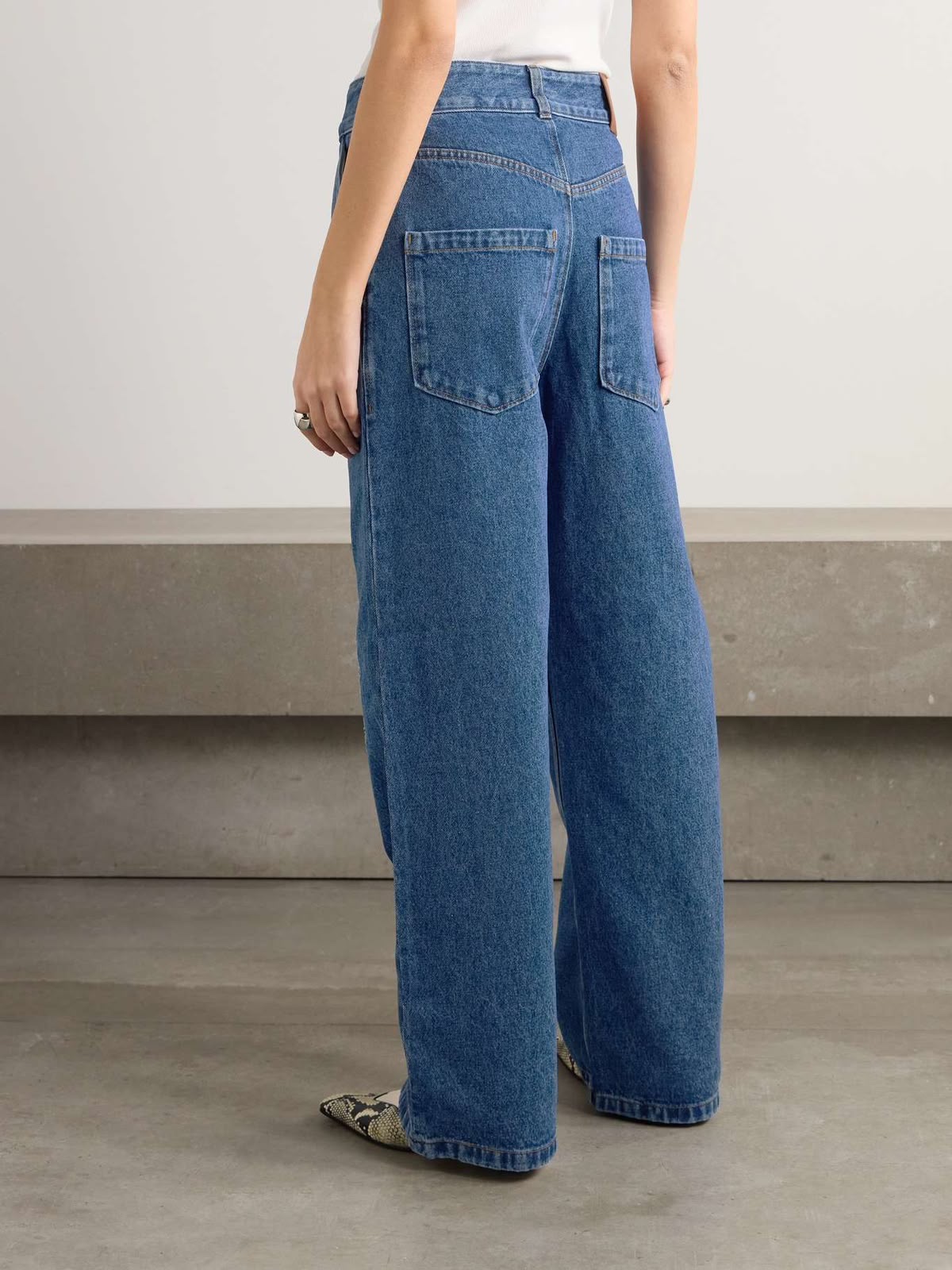 Loewe Anagram Appliquéd High-Rise Wide-Leg Jeans - Image 4