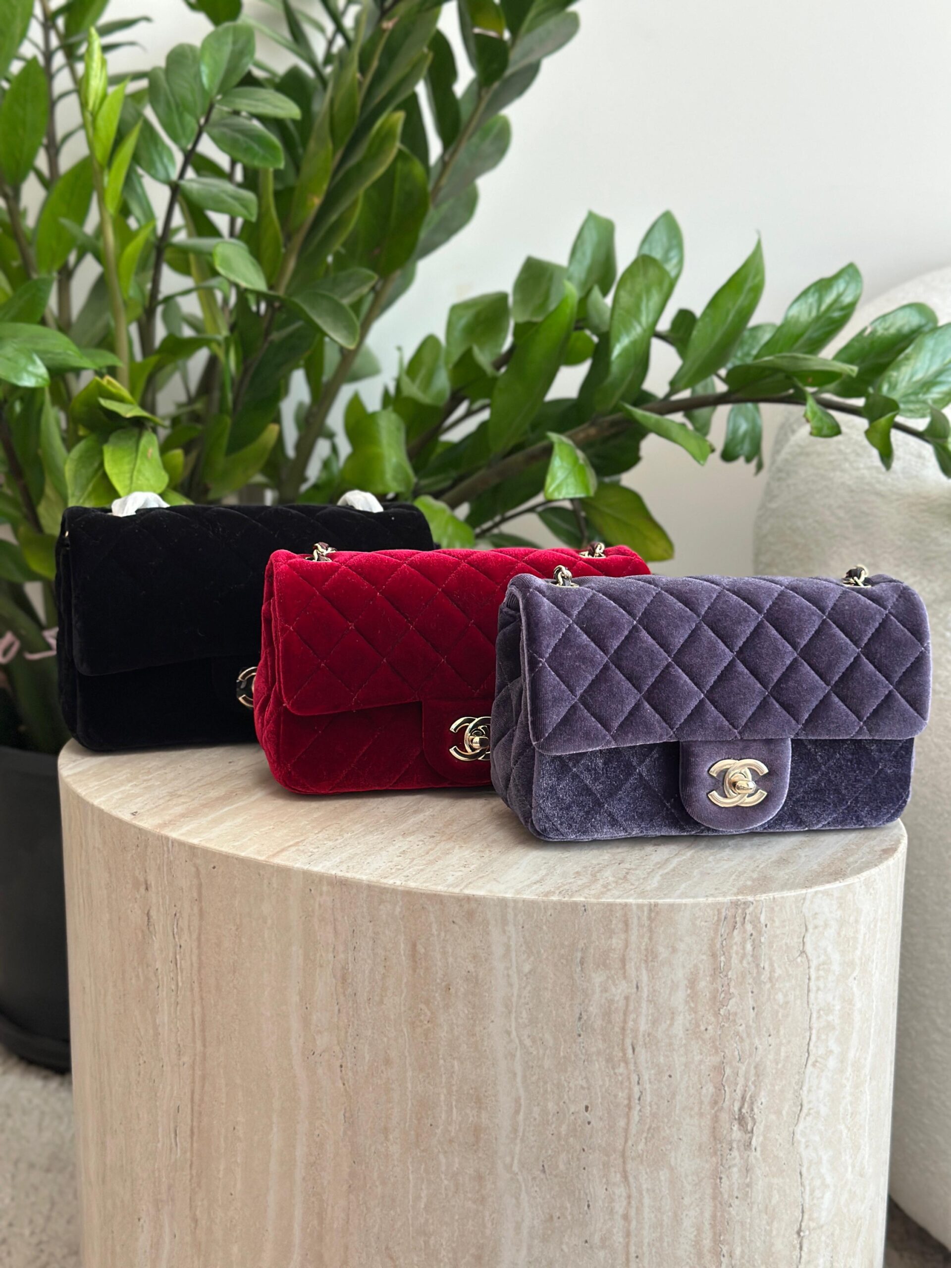 Chanel Velvet Quilted Mini Rectangular Flap Bag - Image 4