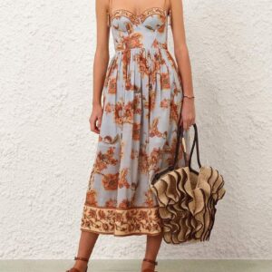 Zimmermann Aster Corset Midi Dress