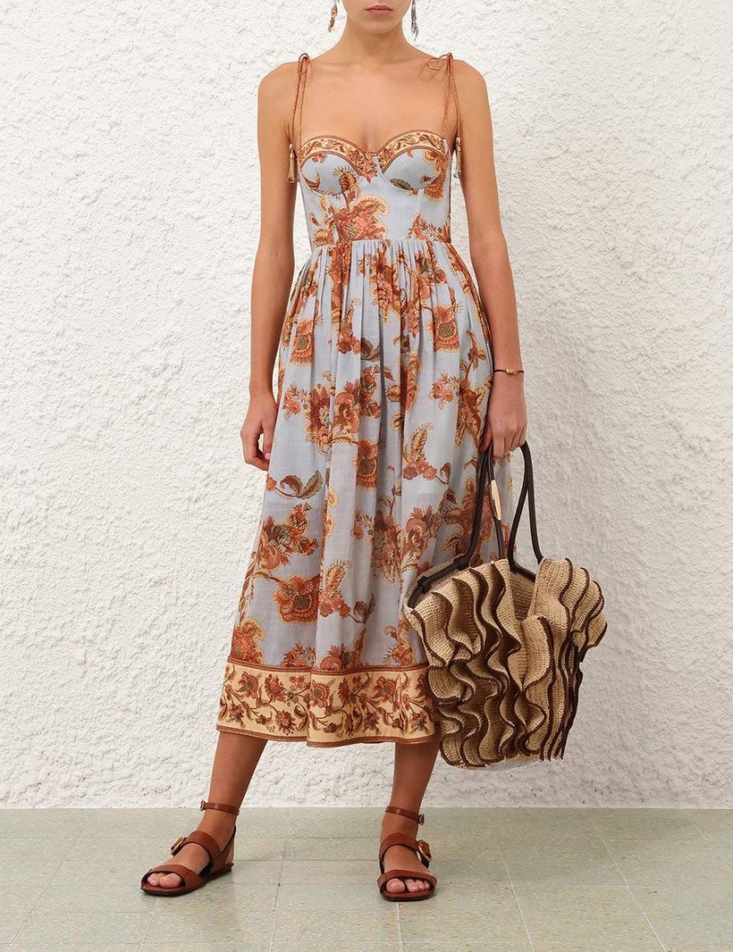 Zimmermann Aster Corset Midi Dress
