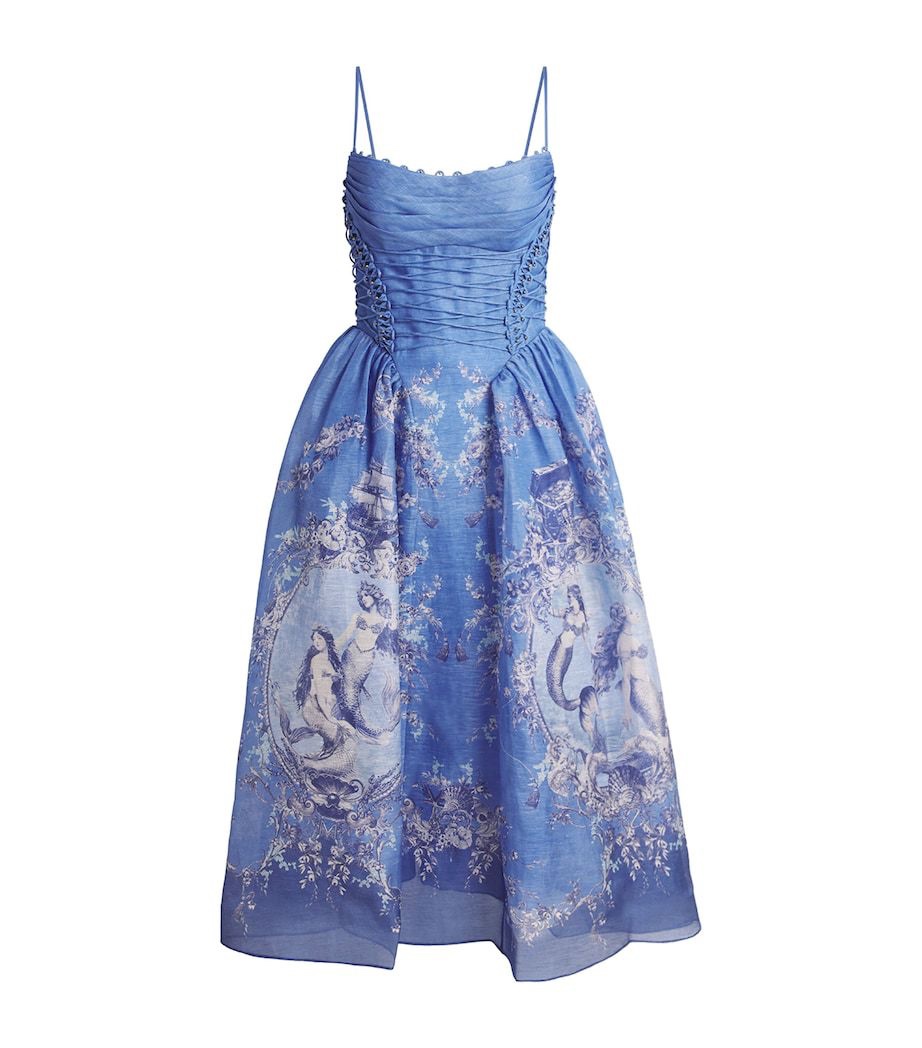 Zimmermann Rebellion Mermaid Print Midi Dress