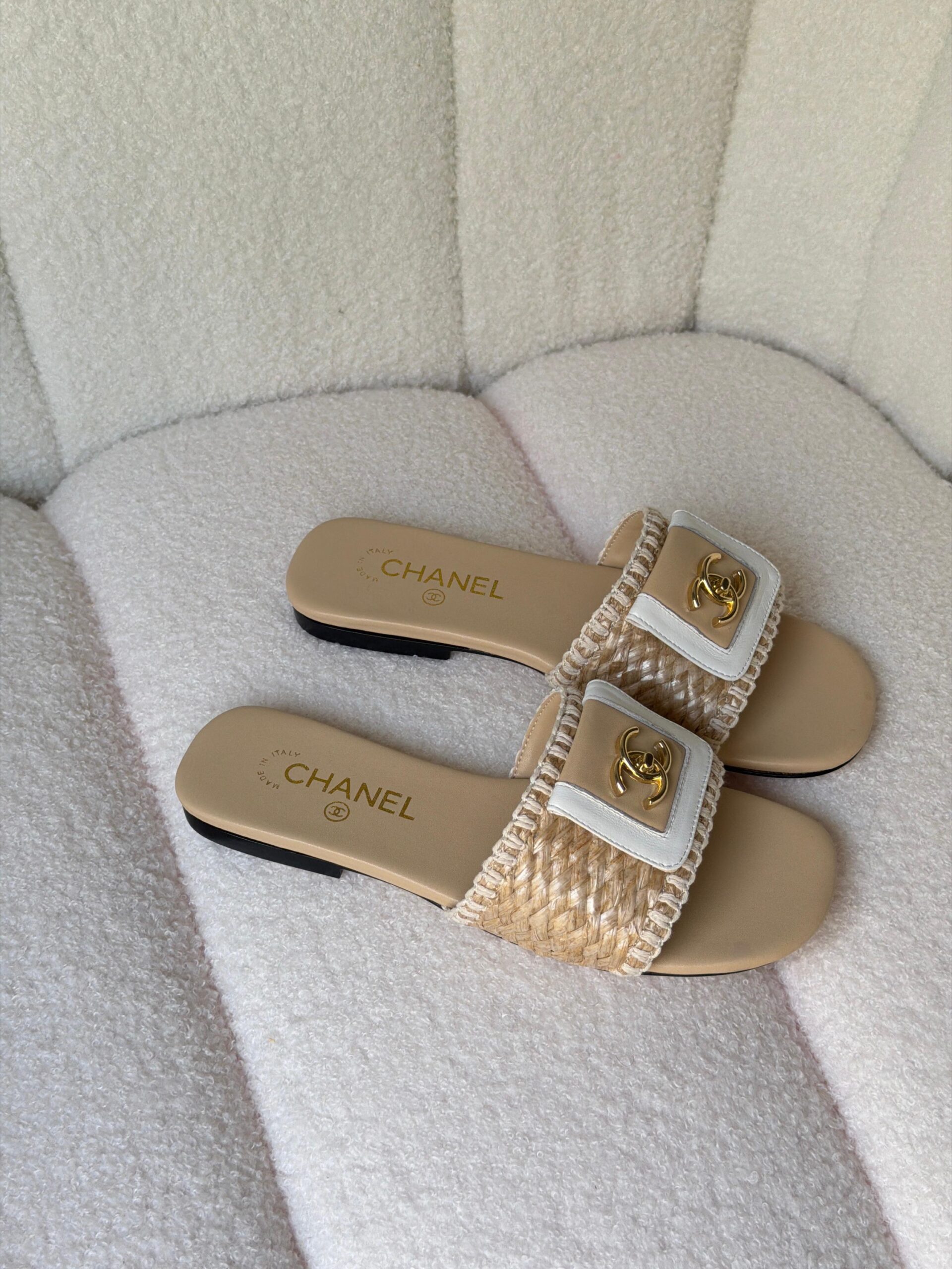 Chanel CC Turnlock Flat Slide Mules - Image 2