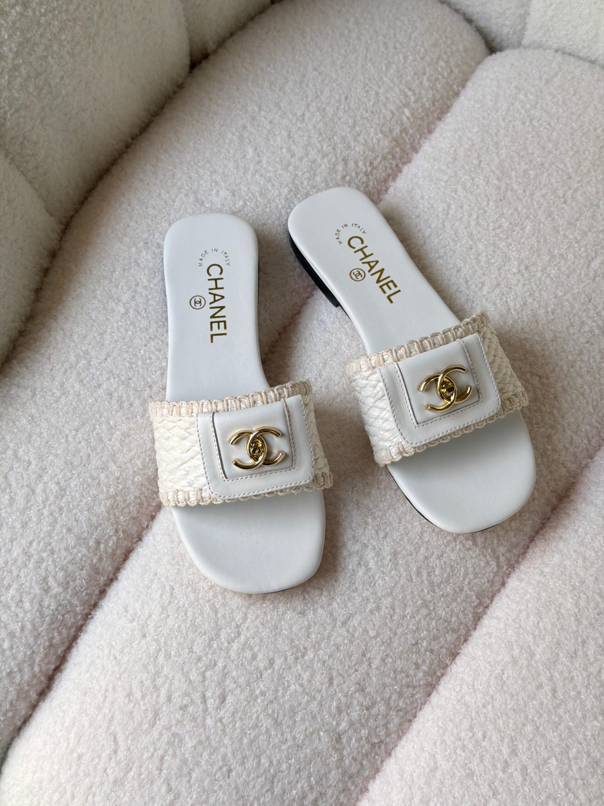 Chanel CC Turnlock Flat Slide Mules - Image 3