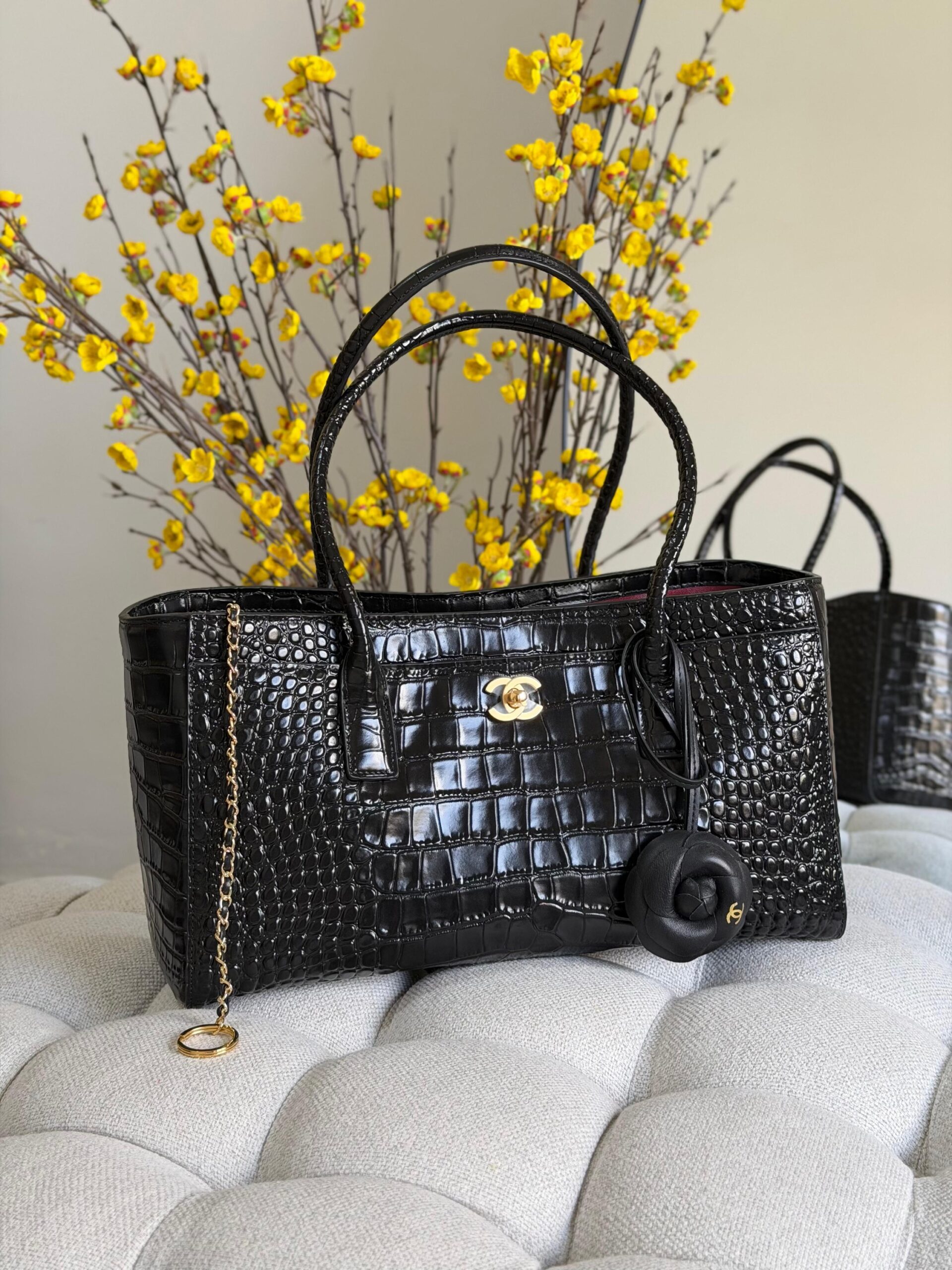 Chanel Calfskin Crocodile Embossed