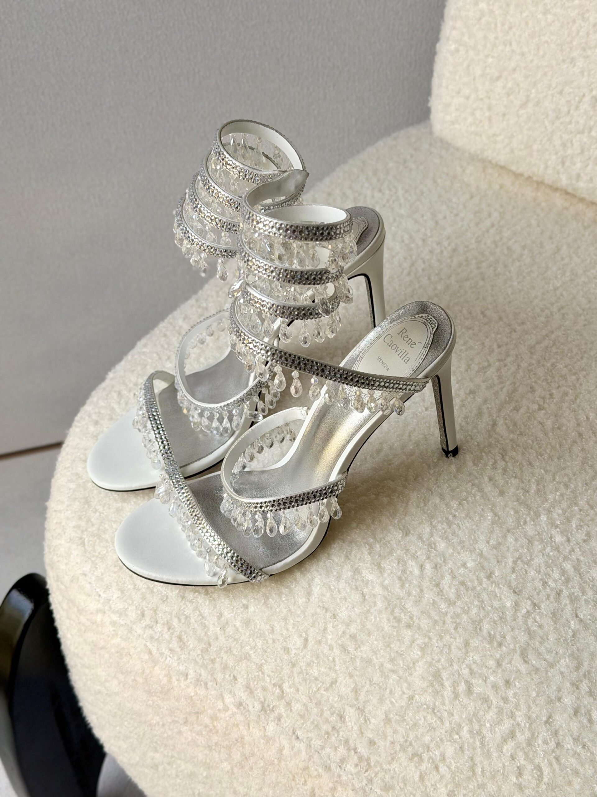 René Caovilla Cleo Sandal Crystal-Embellished Serpentine Straps That Wrap Around The Ankle - Image 3