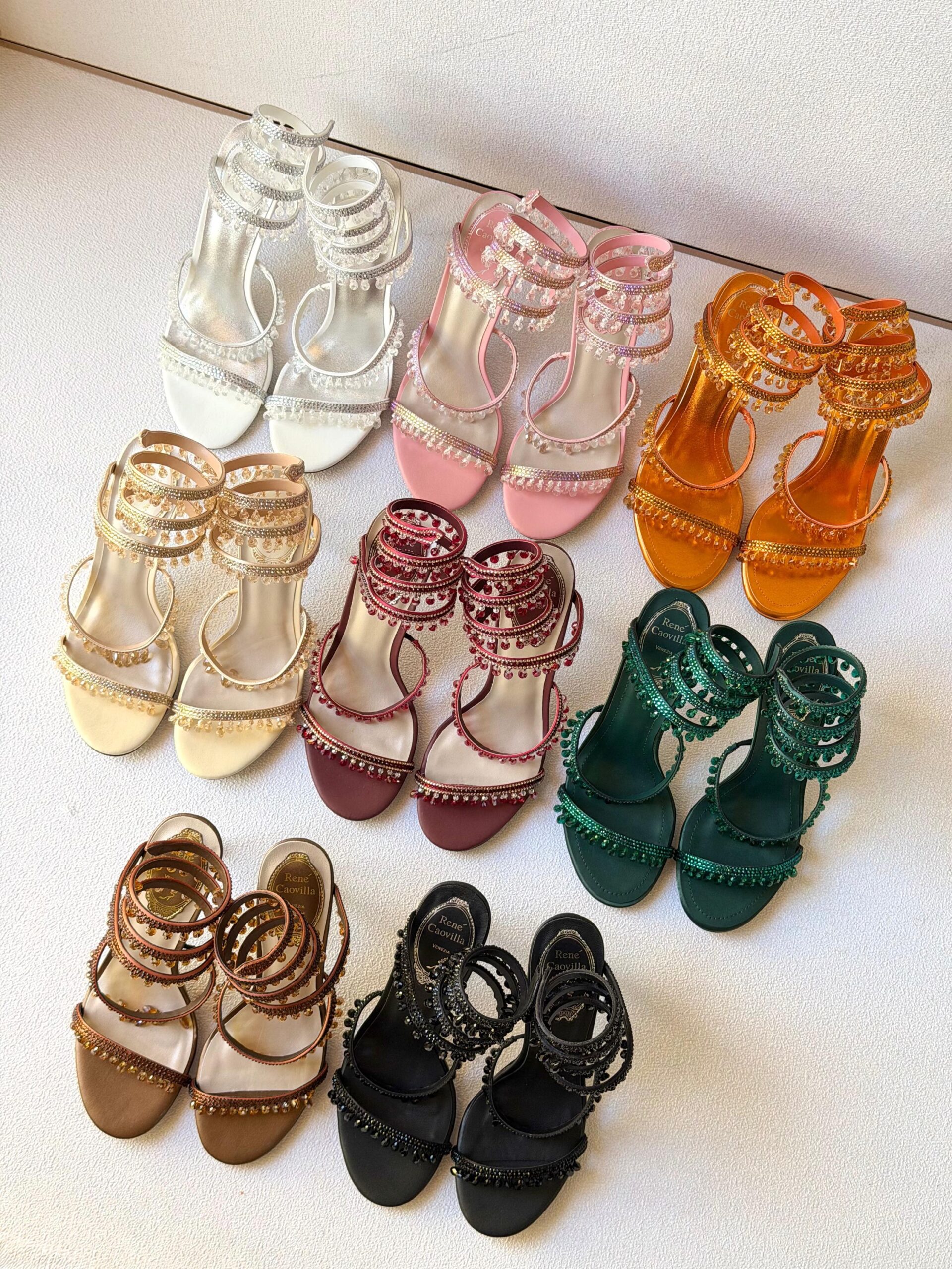 René Caovilla Cleo Sandal Crystal-Embellished Serpentine Straps That Wrap Around The Ankle - Image 16