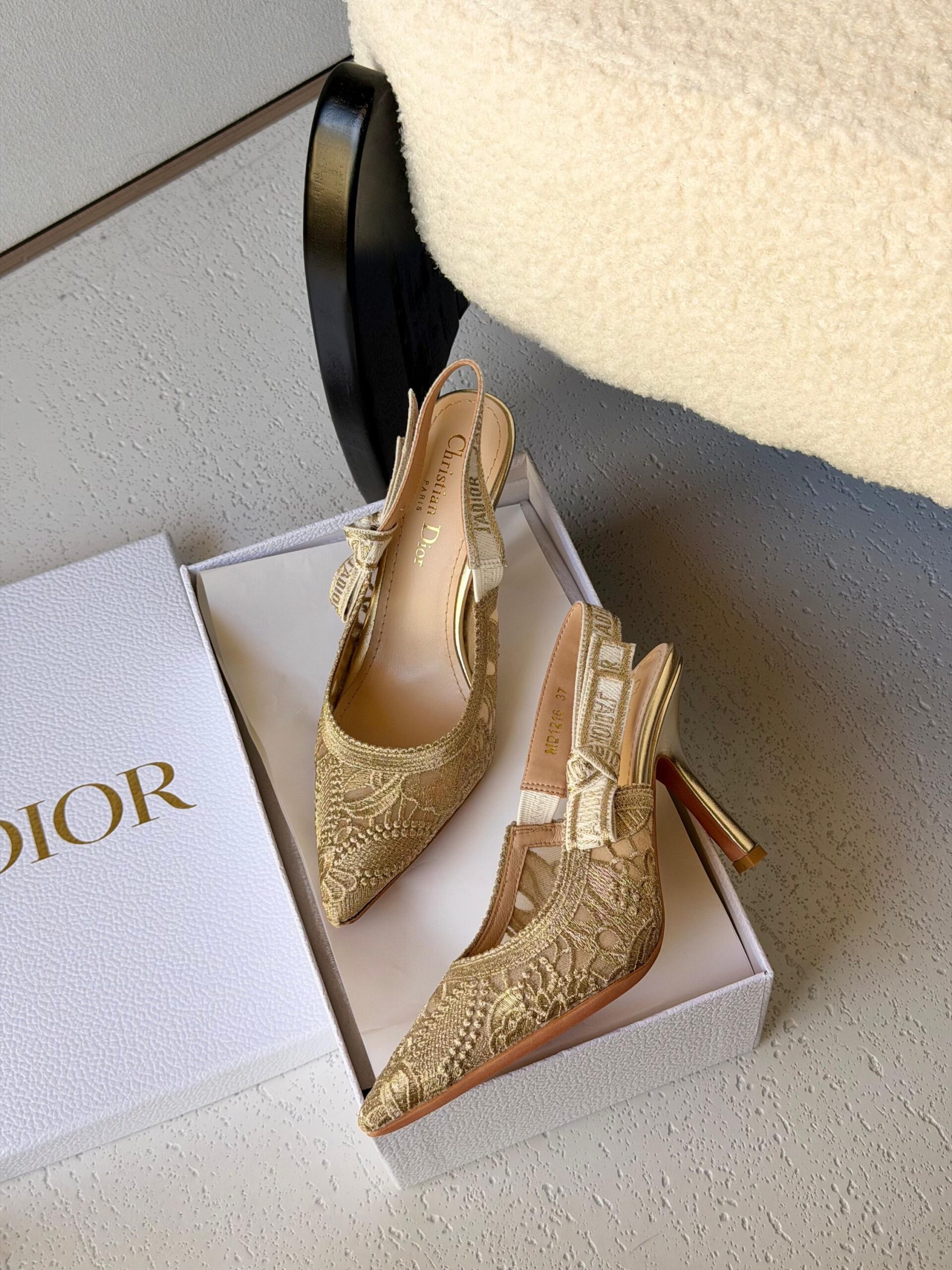 Dior J'AD ior Slingback Pumps Metallic Embroidered Mesh - Image 2