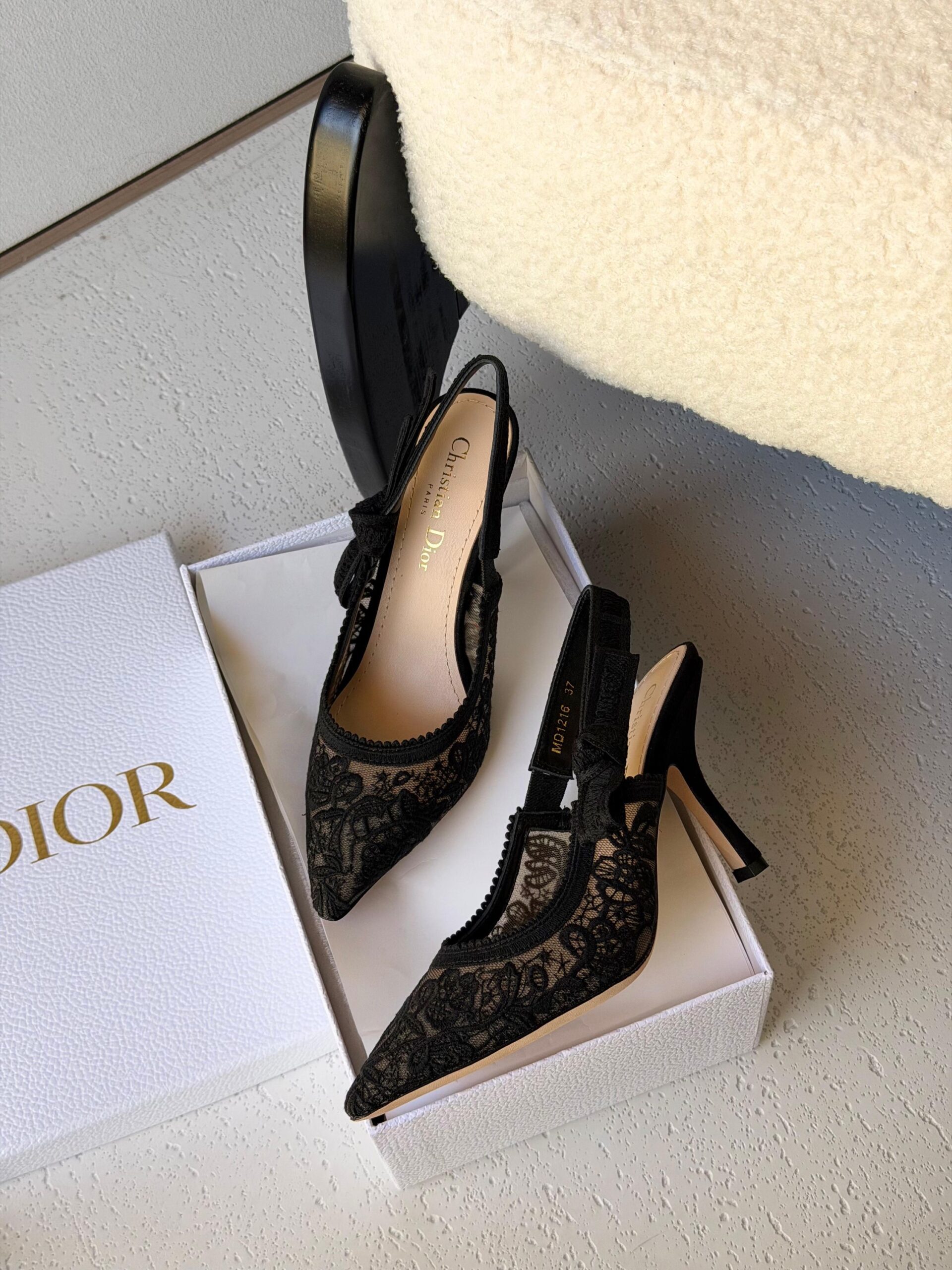 Dior J'AD ior Slingback Pumps Metallic Embroidered Mesh - Image 4