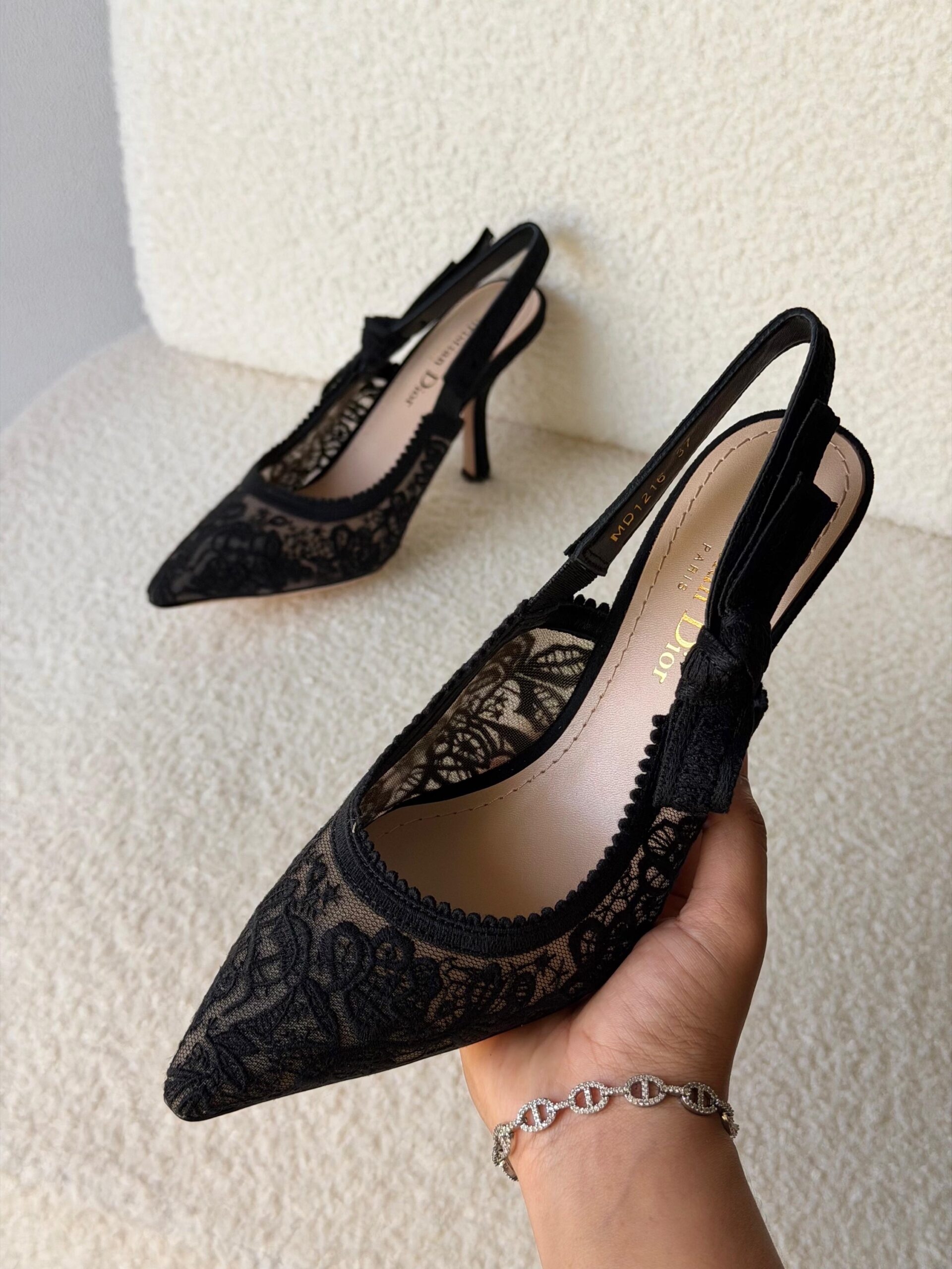 Dior J'AD ior Slingback Pumps Metallic Embroidered Mesh - Image 3