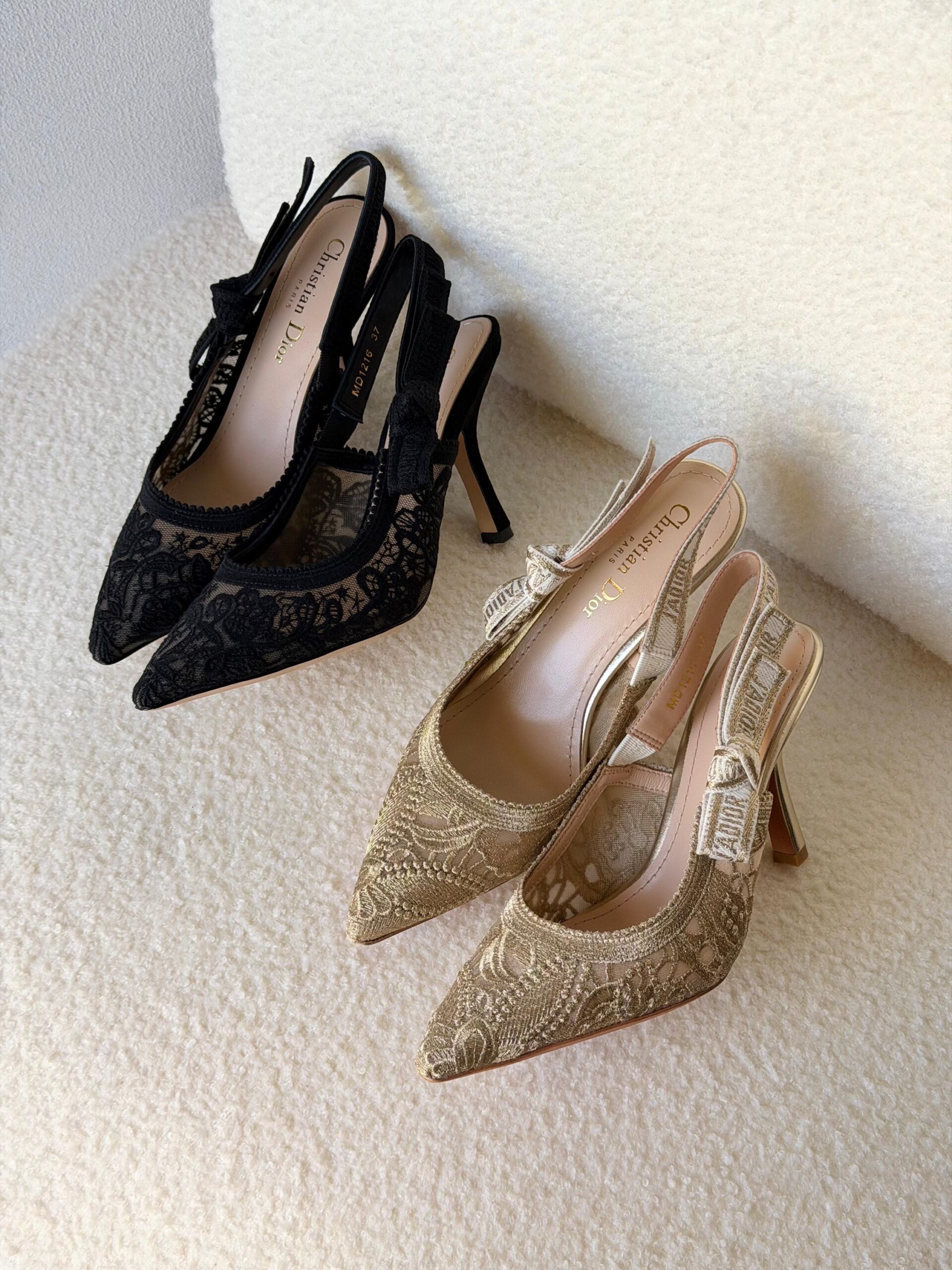 Dior J'AD ior Slingback Pumps Metallic Embroidered Mesh - Image 6