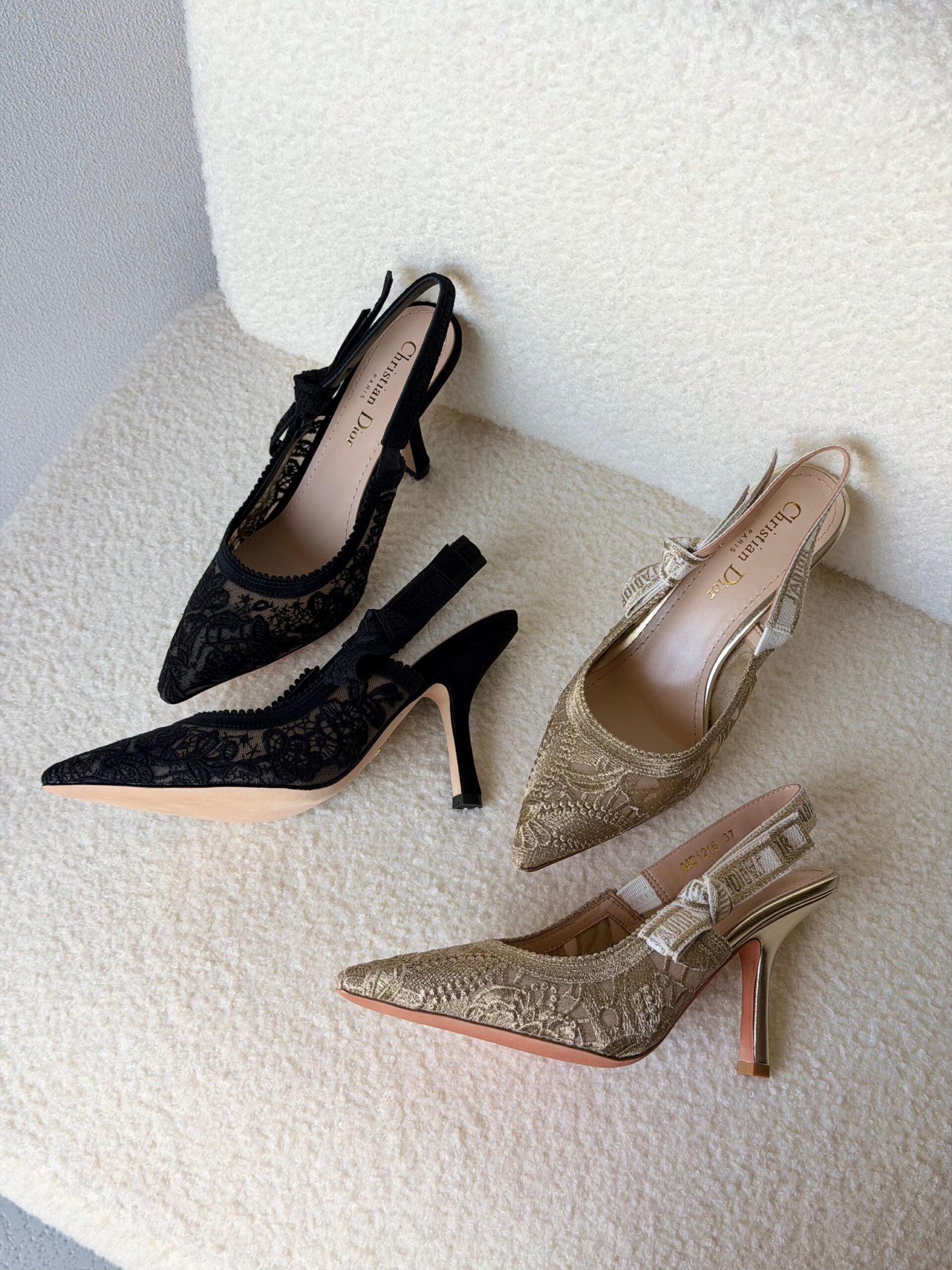 Dior J'AD ior Slingback Pumps Metallic Embroidered Mesh - Image 5