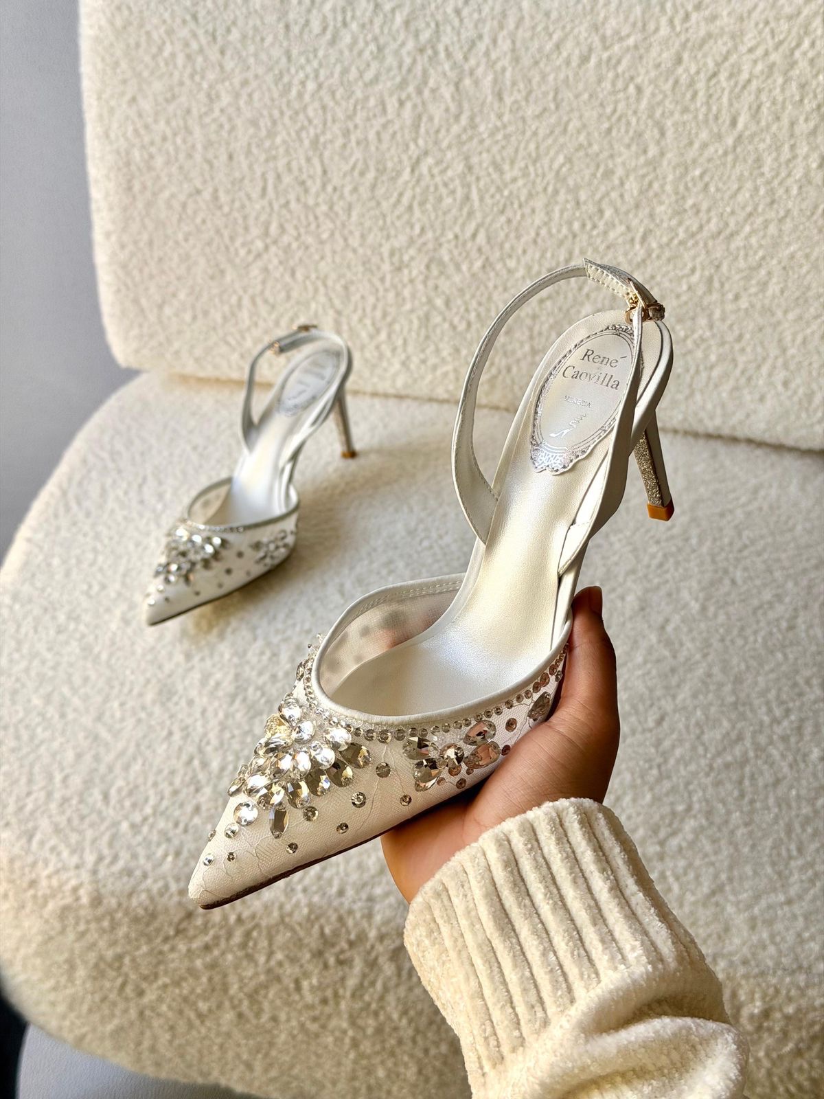 Rene Caovilla Cinderella Powder Slingback Pumps