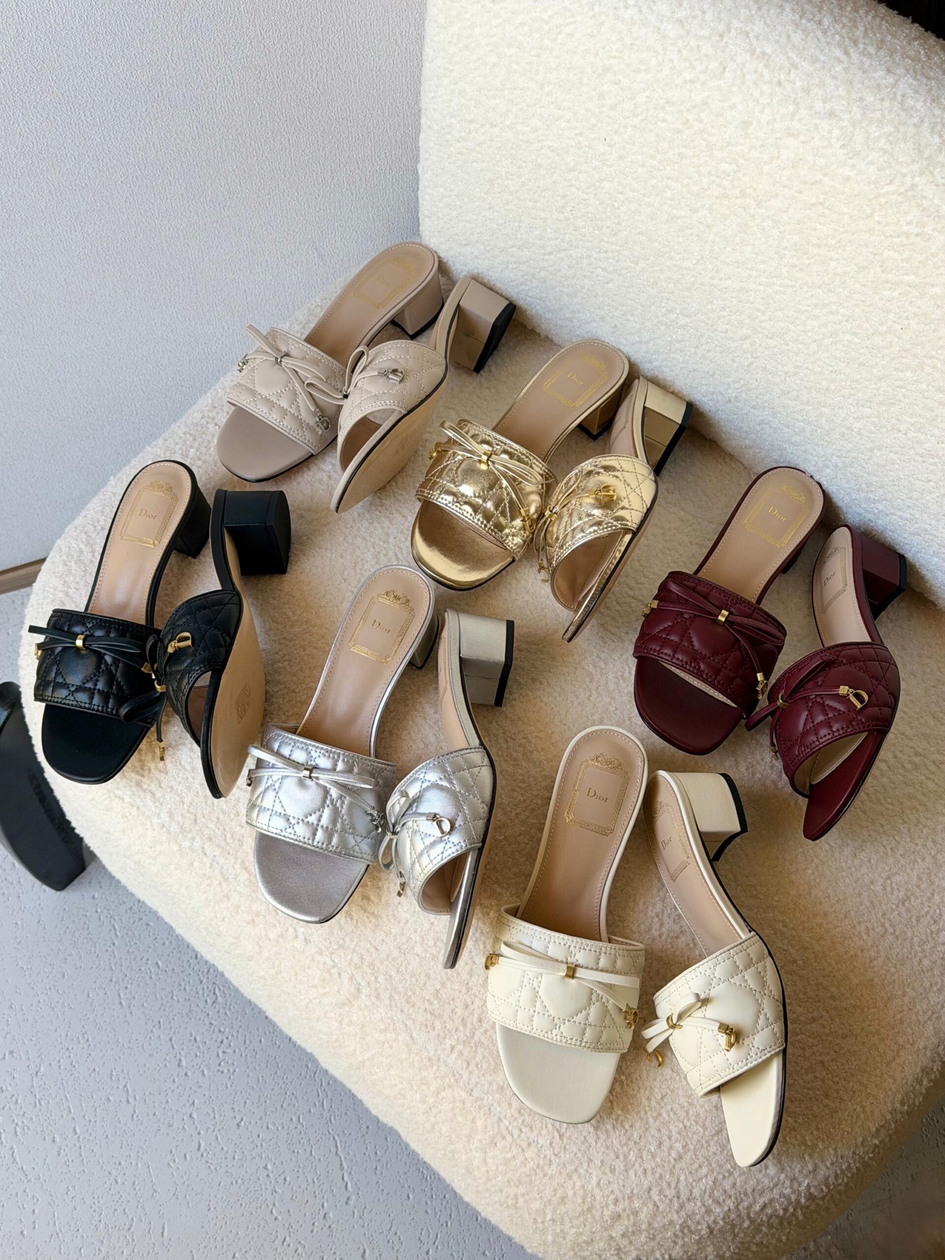 Christian Dior Dior Or Cannage Heeled Slides - Image 11