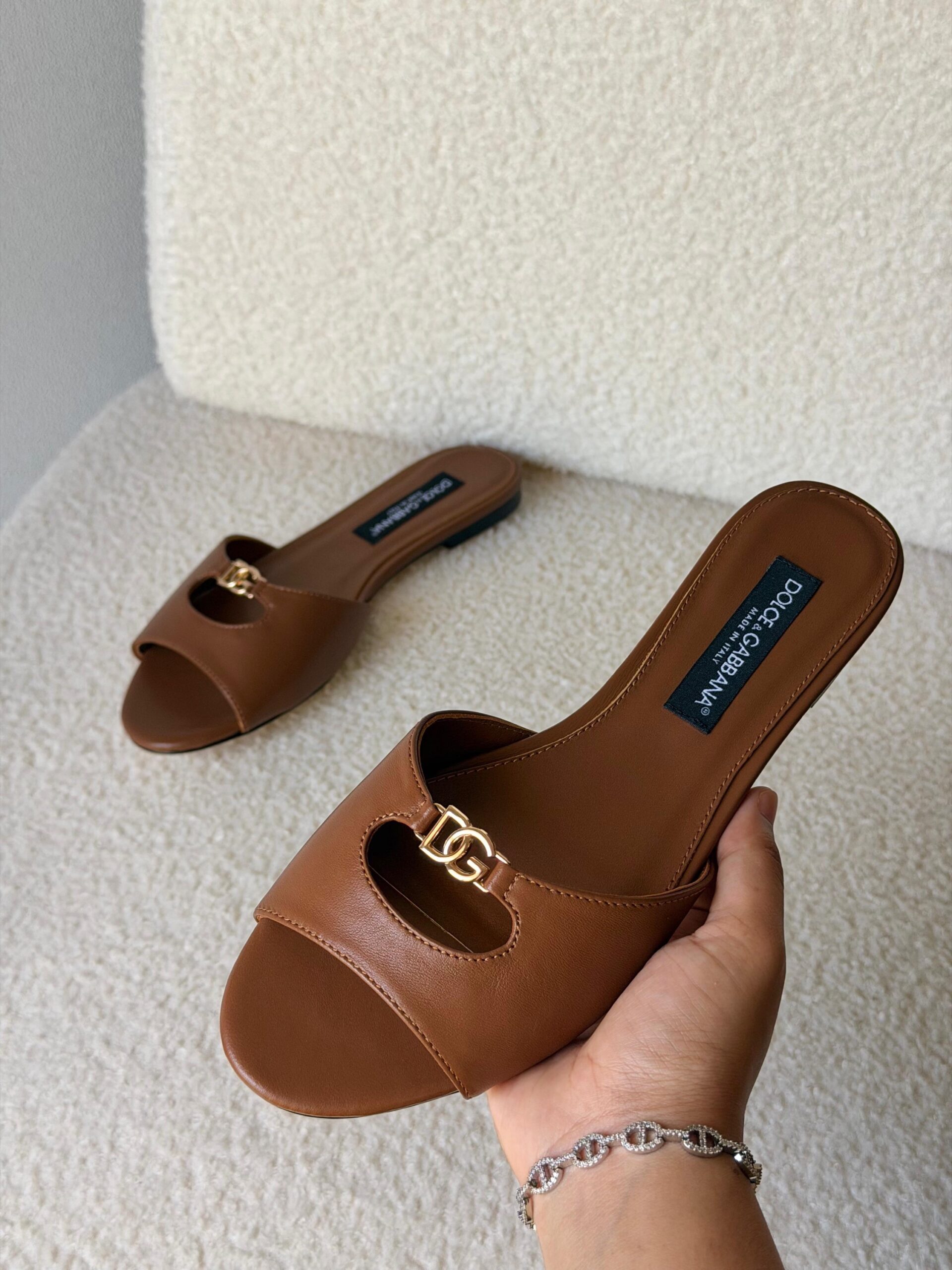 Dolce & Gabbana Leather Slides - Image 4
