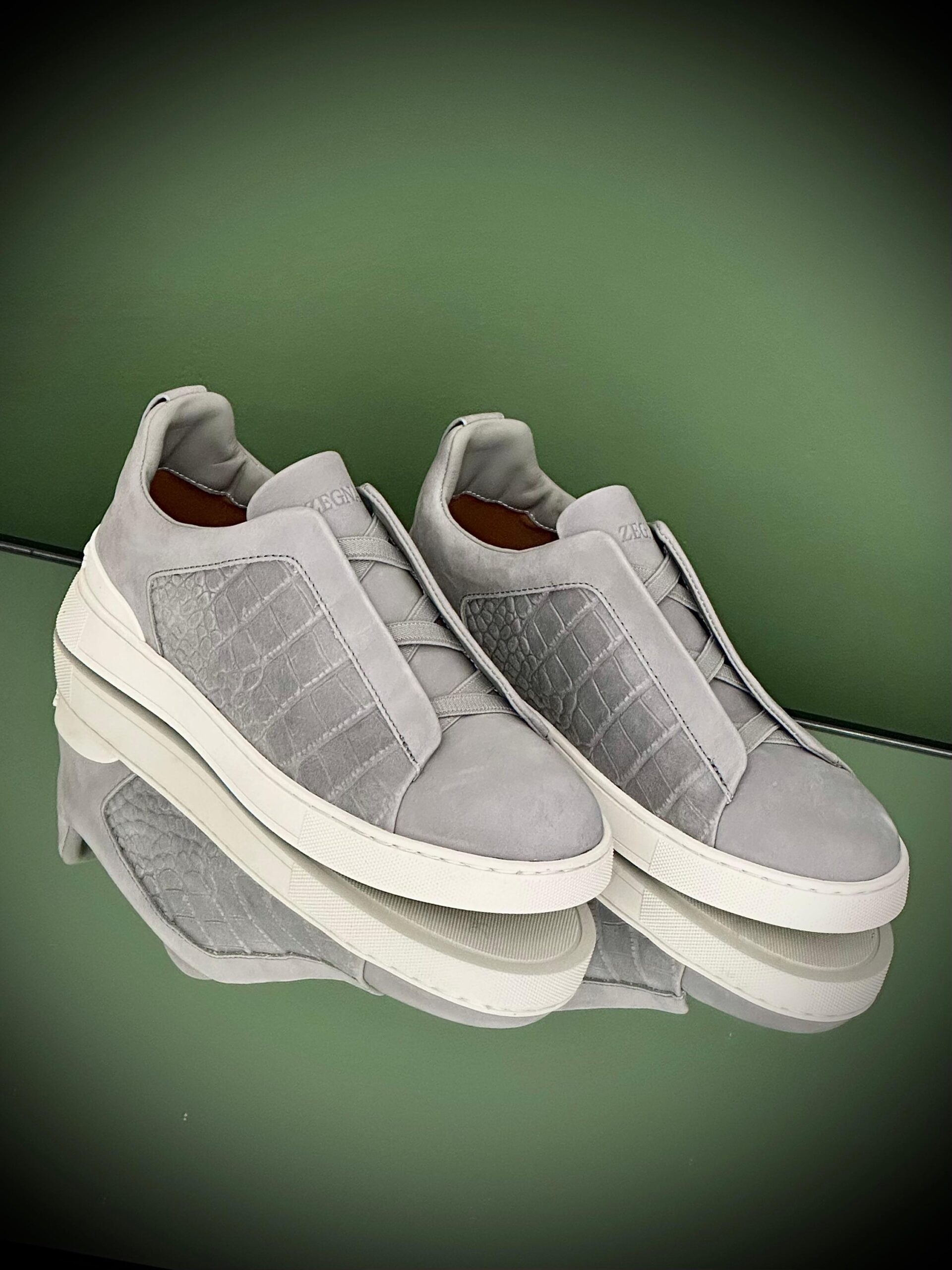 Zegna Triple Stitch Sneakers Crocodile-Embossed - Image 2